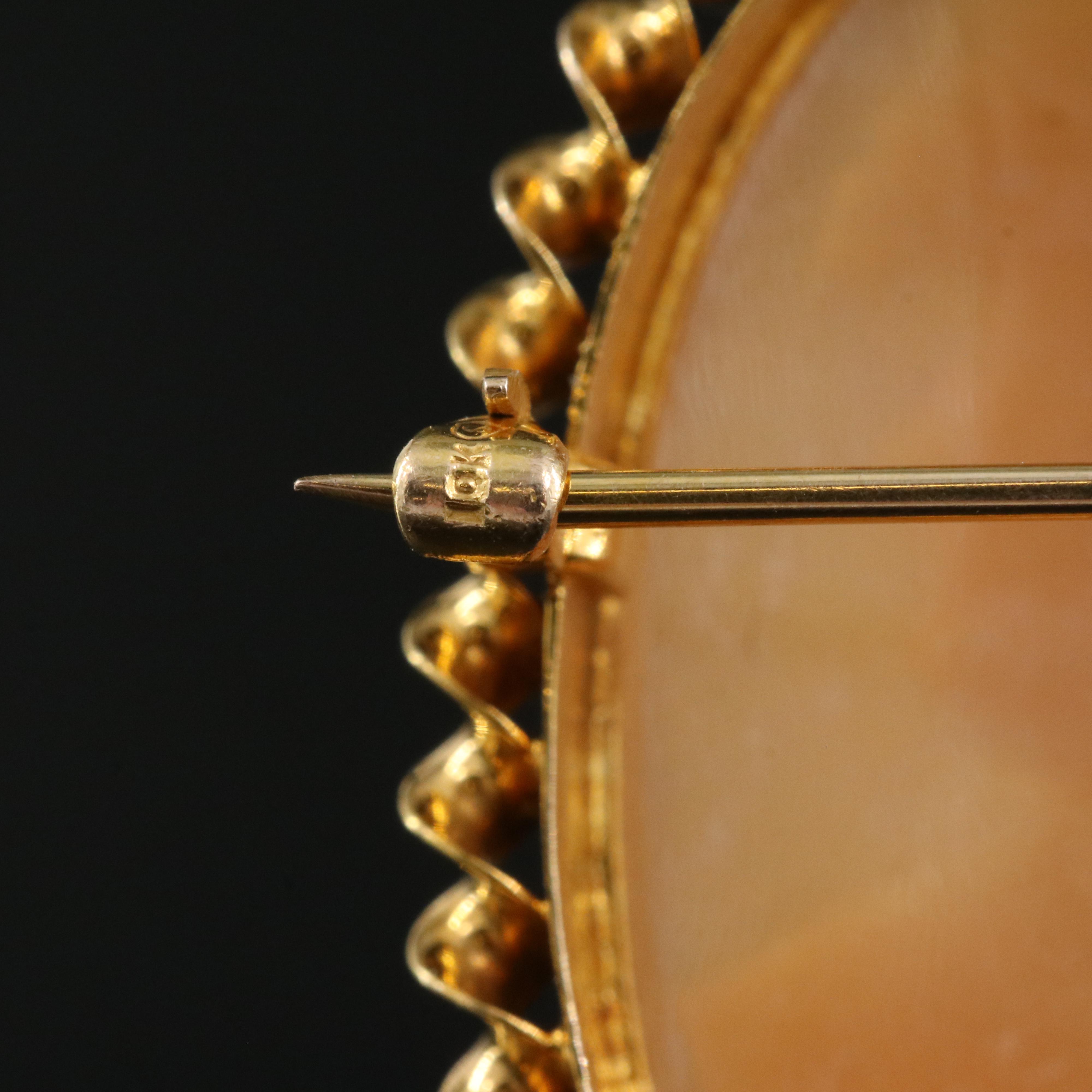 10K Shell Cameo Converter Brooch