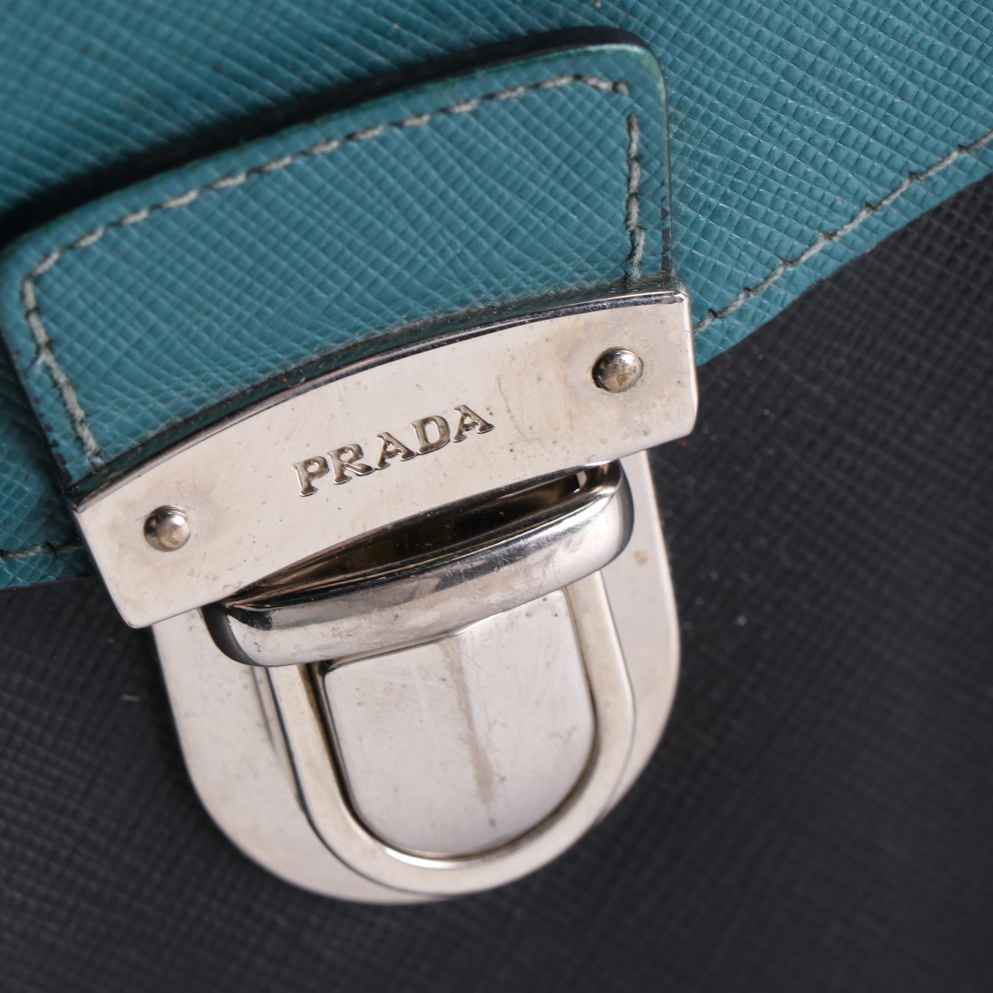 Prada Bicolor Saffiano Leather Envelope Clutch