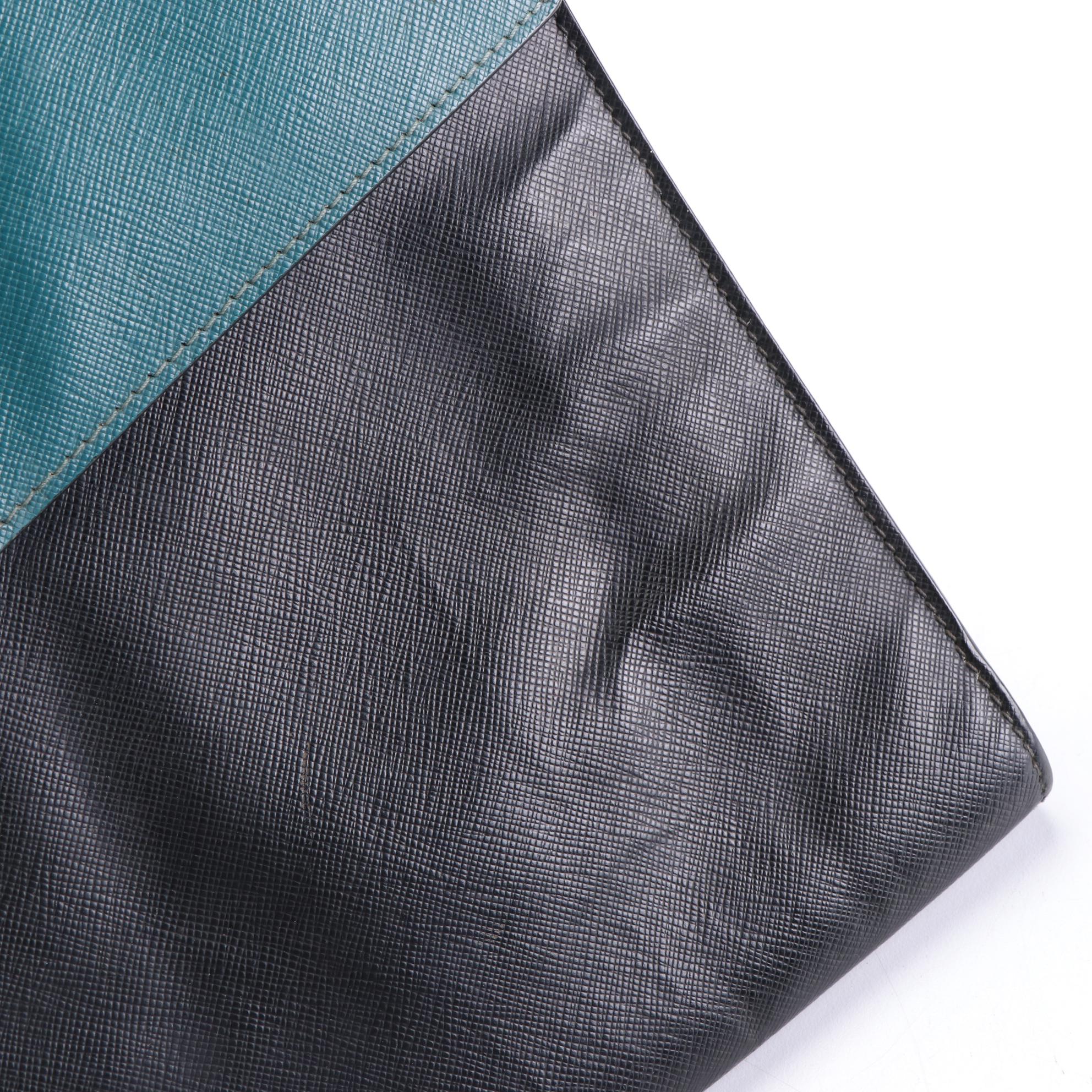 Prada Bicolor Saffiano Leather Envelope Clutch