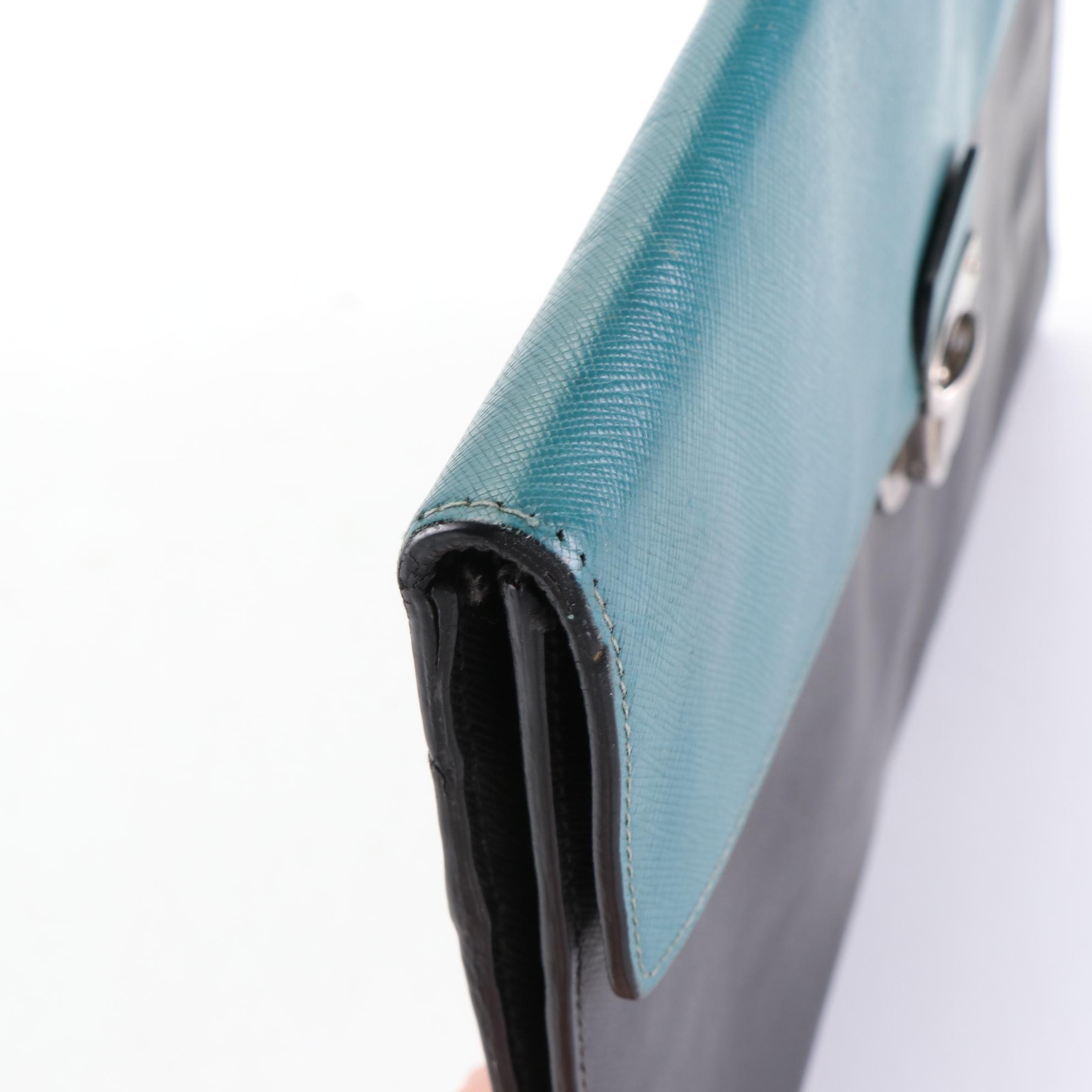 Prada Bicolor Saffiano Leather Envelope Clutch