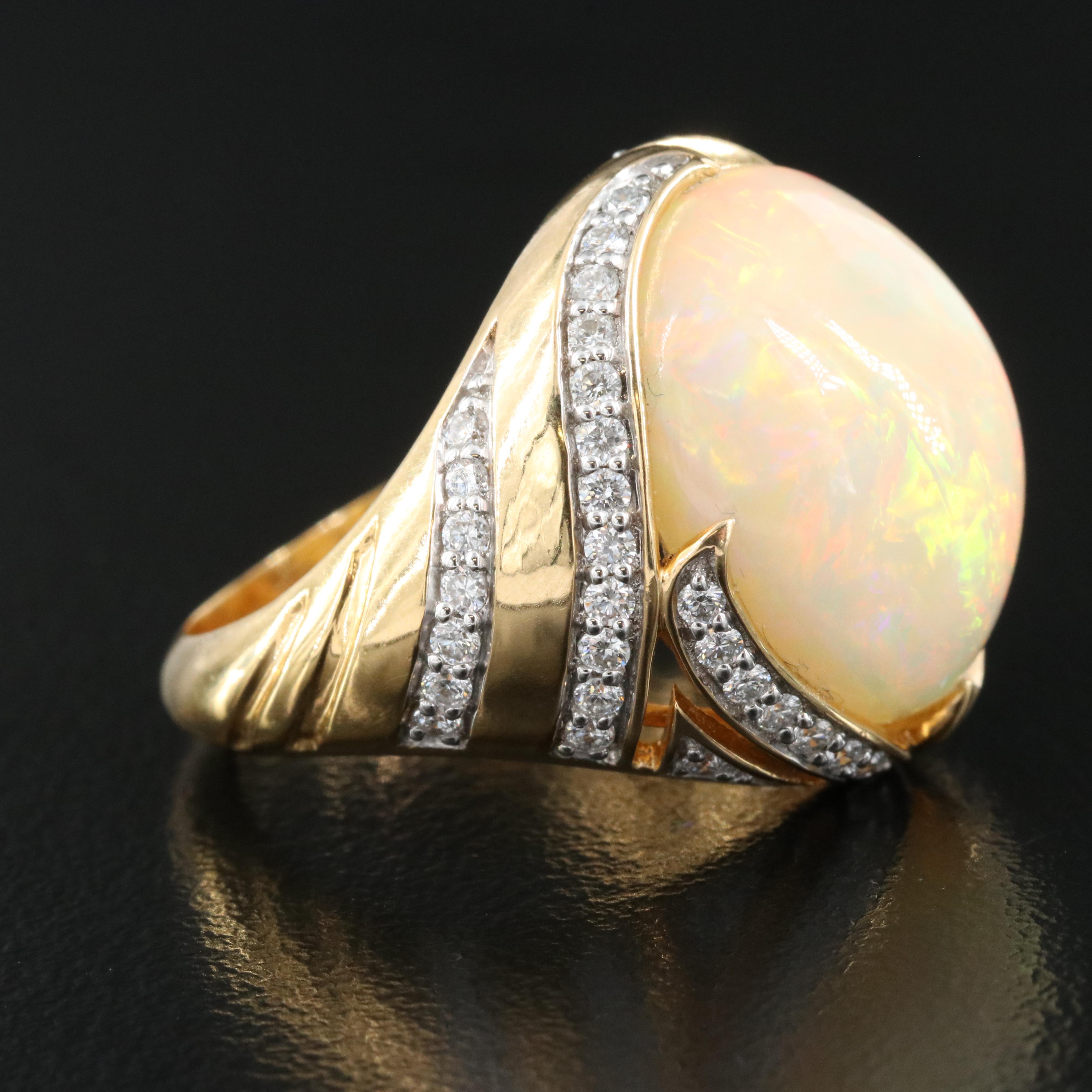 18K Opal and Diamond Ring