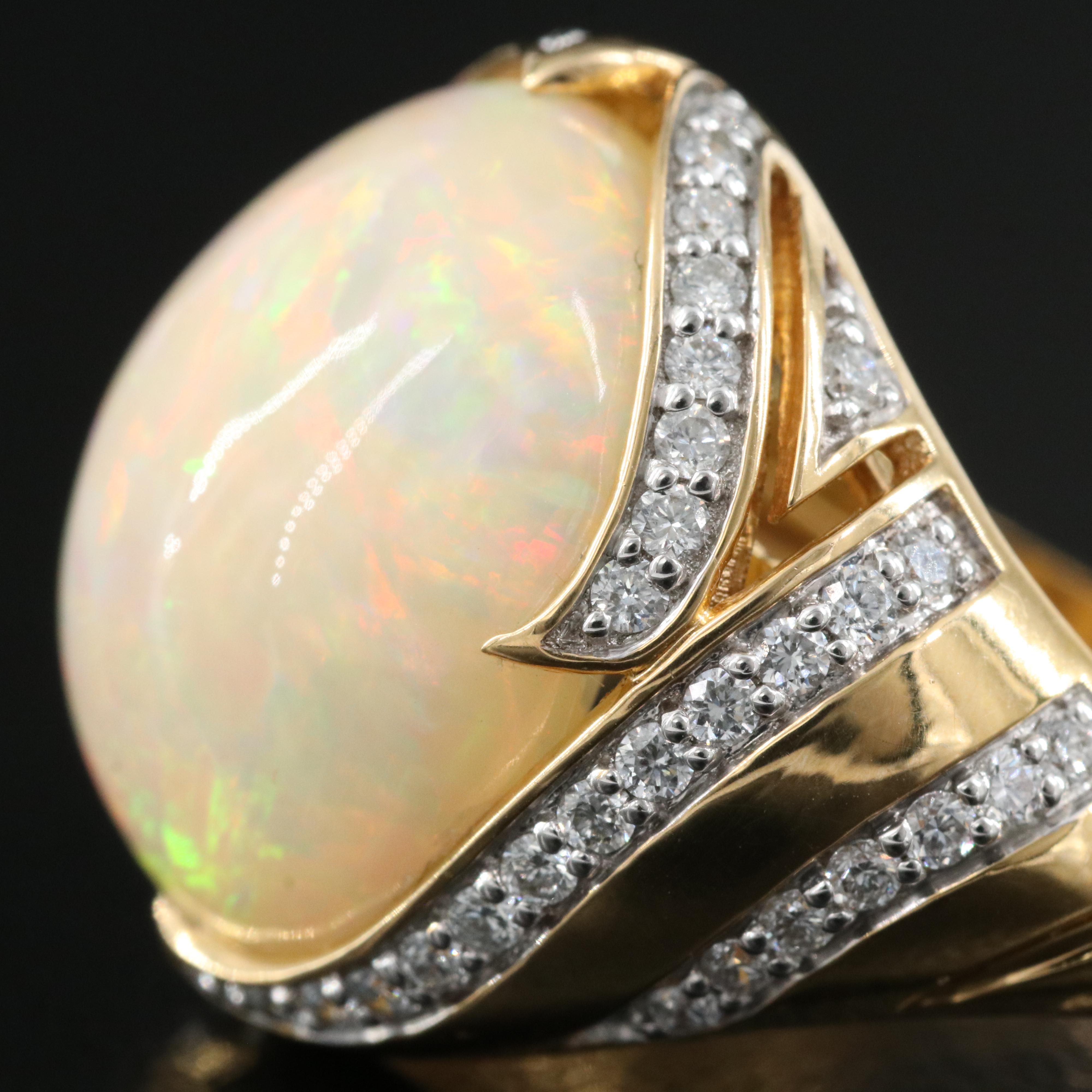 18K Opal and Diamond Ring