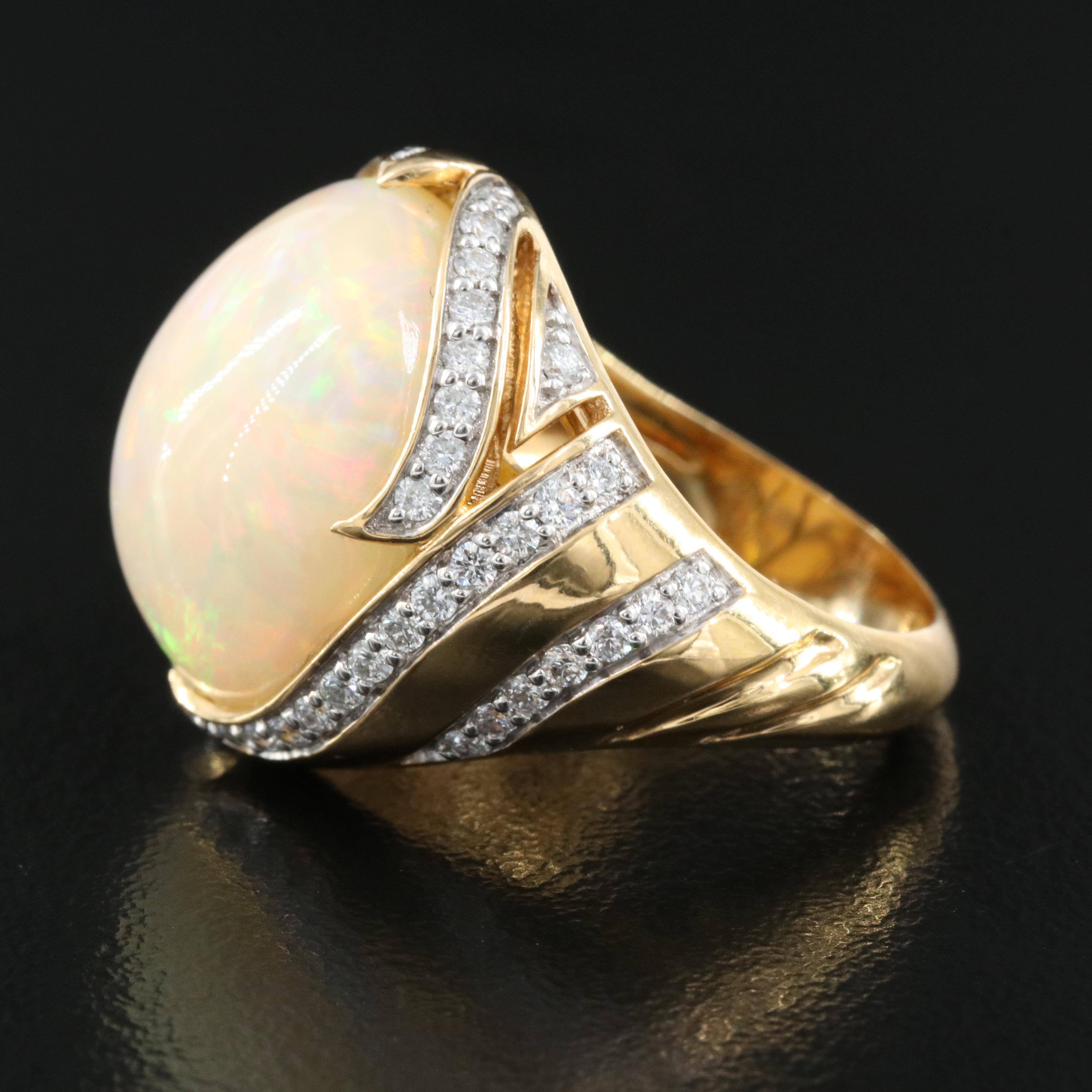 18K Opal and Diamond Ring