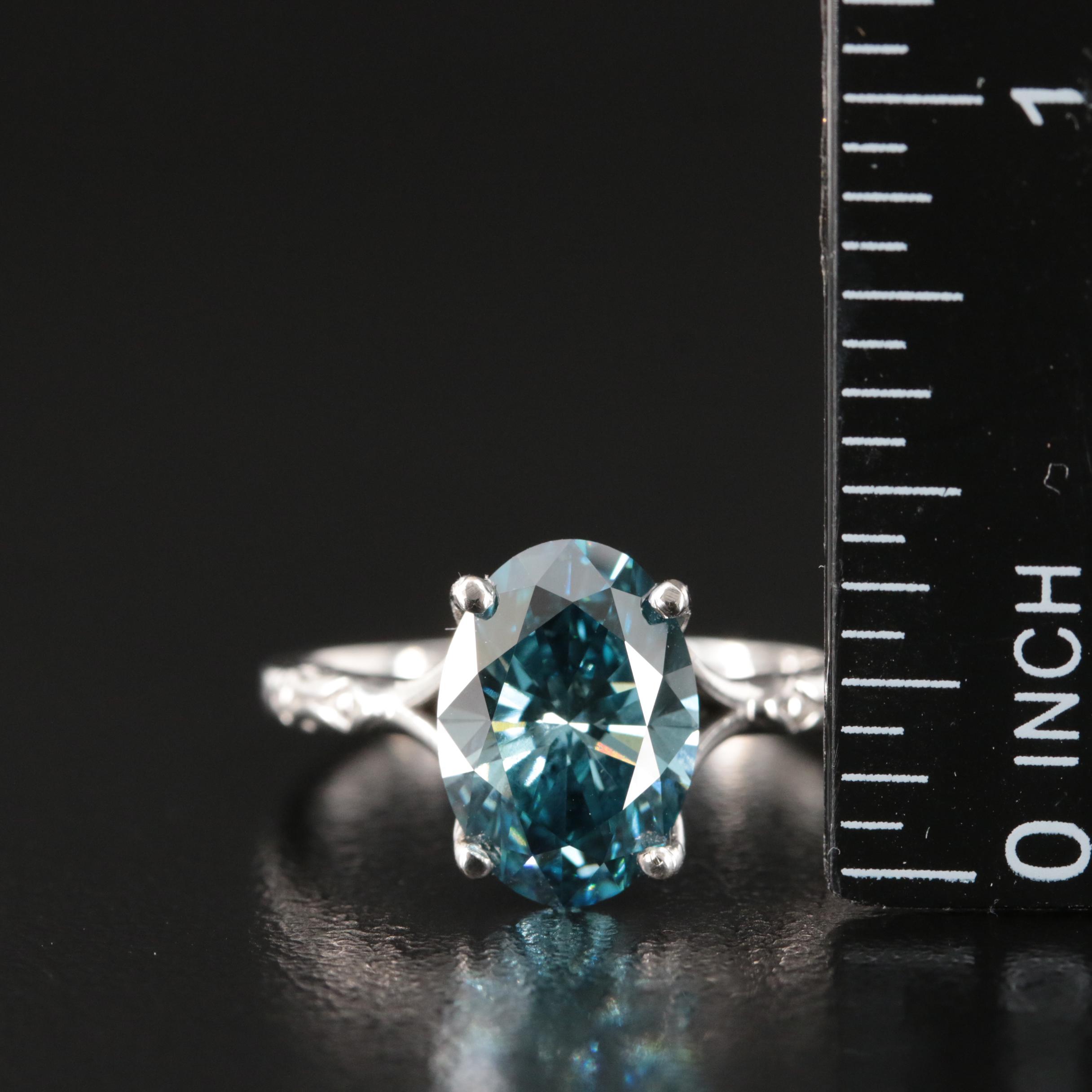 14K 3.26 CT Fancy Dark Blue Diamond Ring