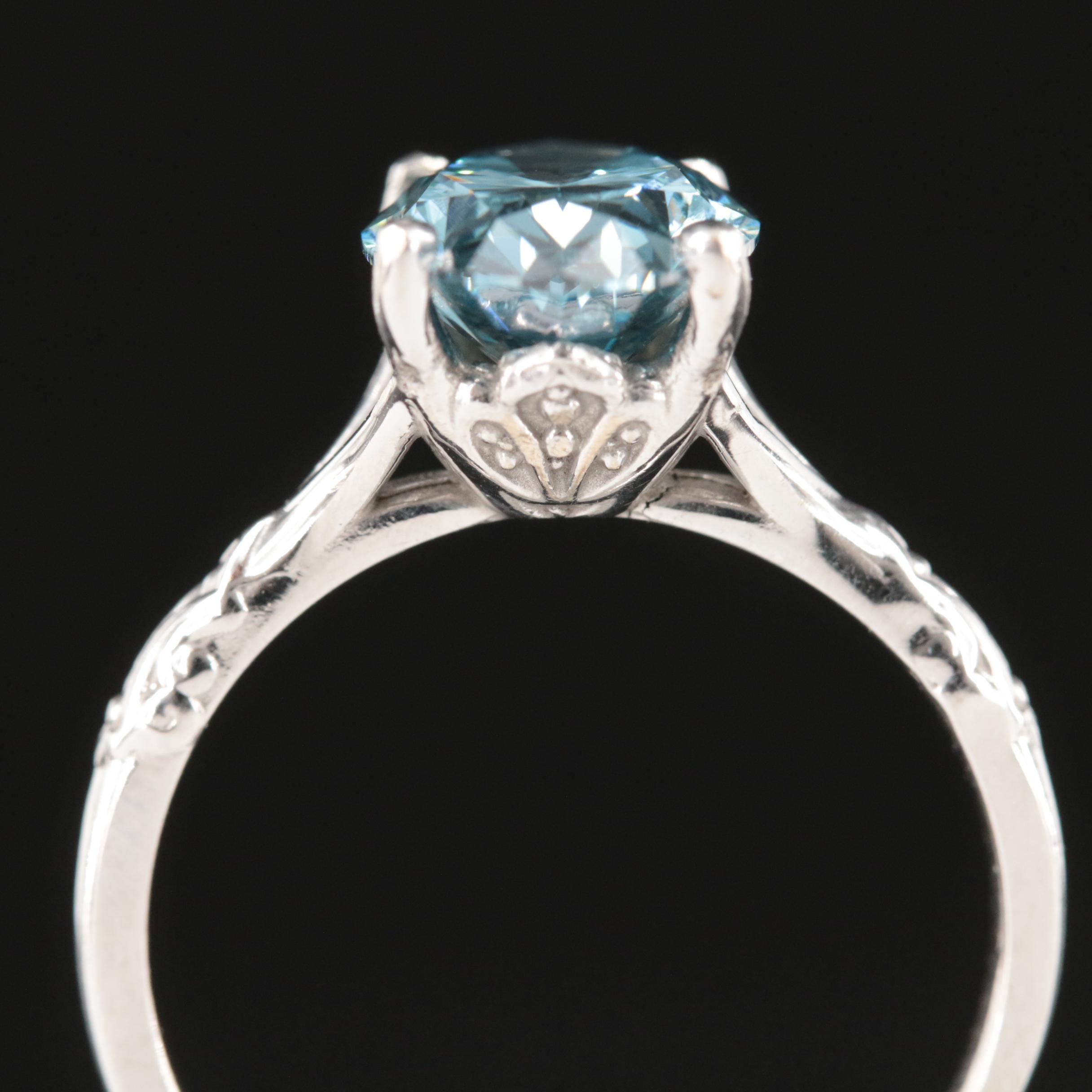 14K 3.26 CT Fancy Dark Blue Diamond Ring