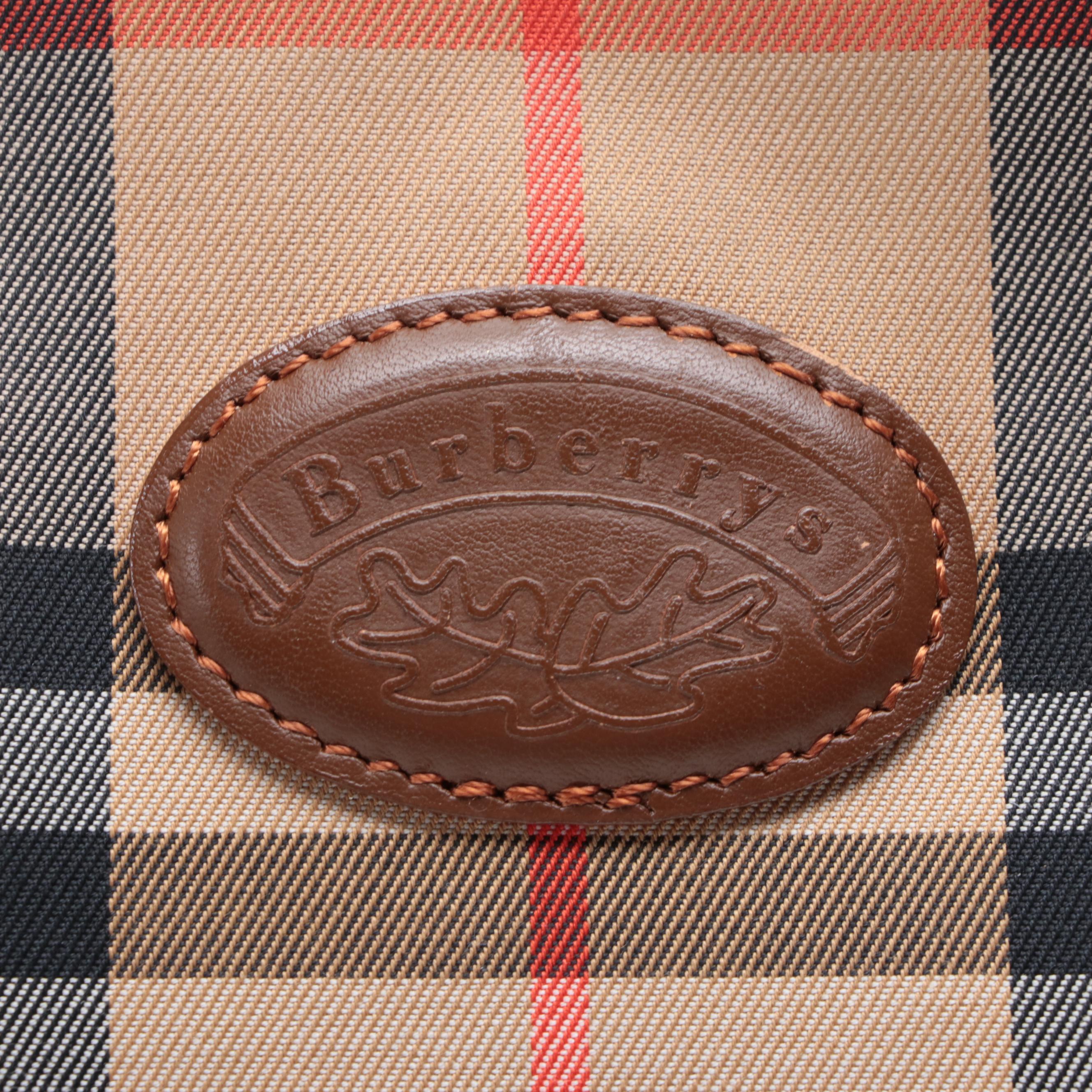 Burberrys Small Tote Bag in Haymarket Check and Leather