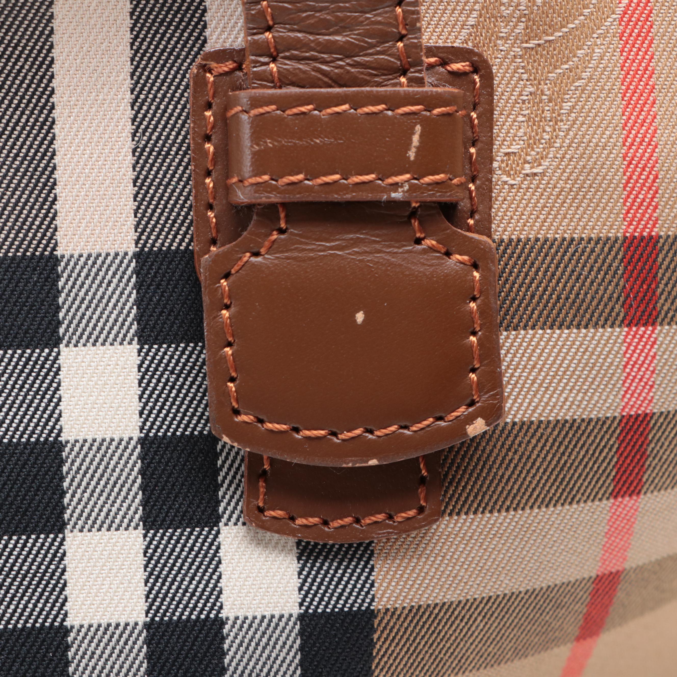 Burberrys Small Tote Bag in Haymarket Check and Leather