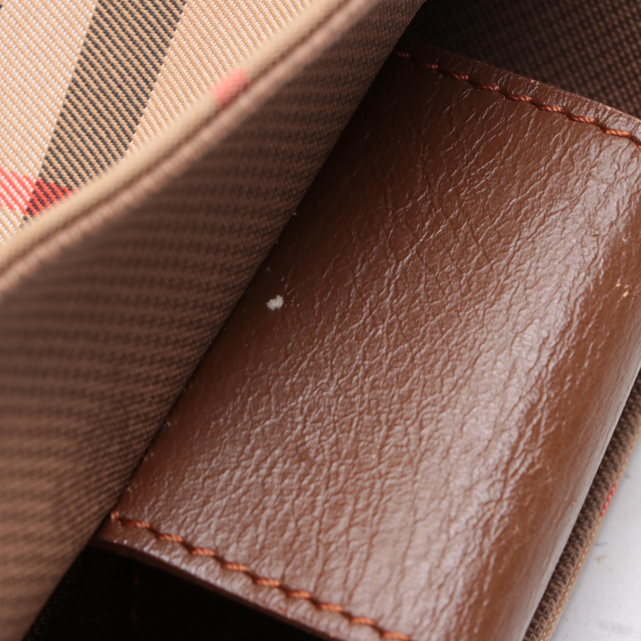 Burberrys Small Tote Bag in Haymarket Check and Leather