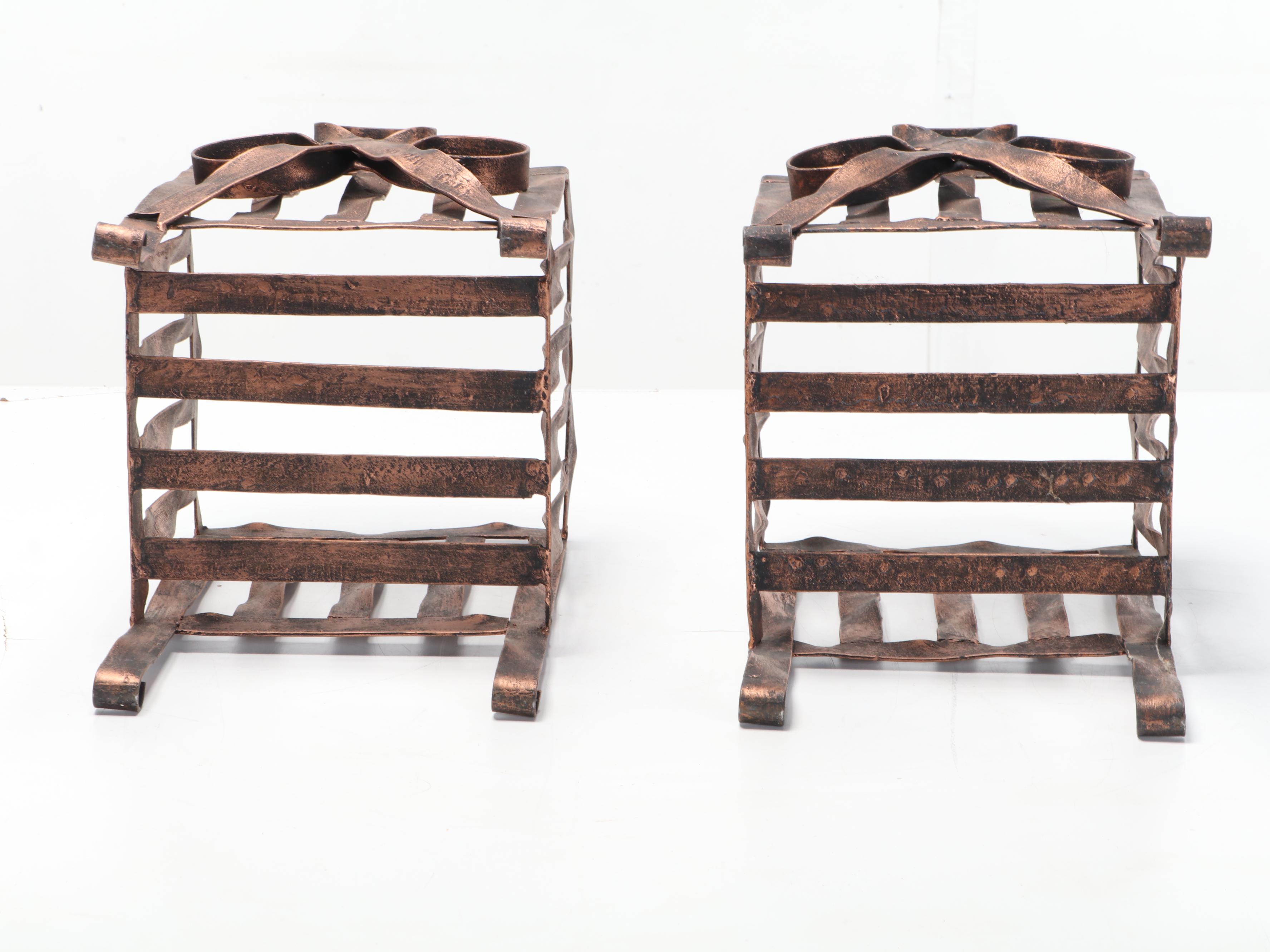 Rococo Style Gilt Washed Scrolled Metal Box Planters