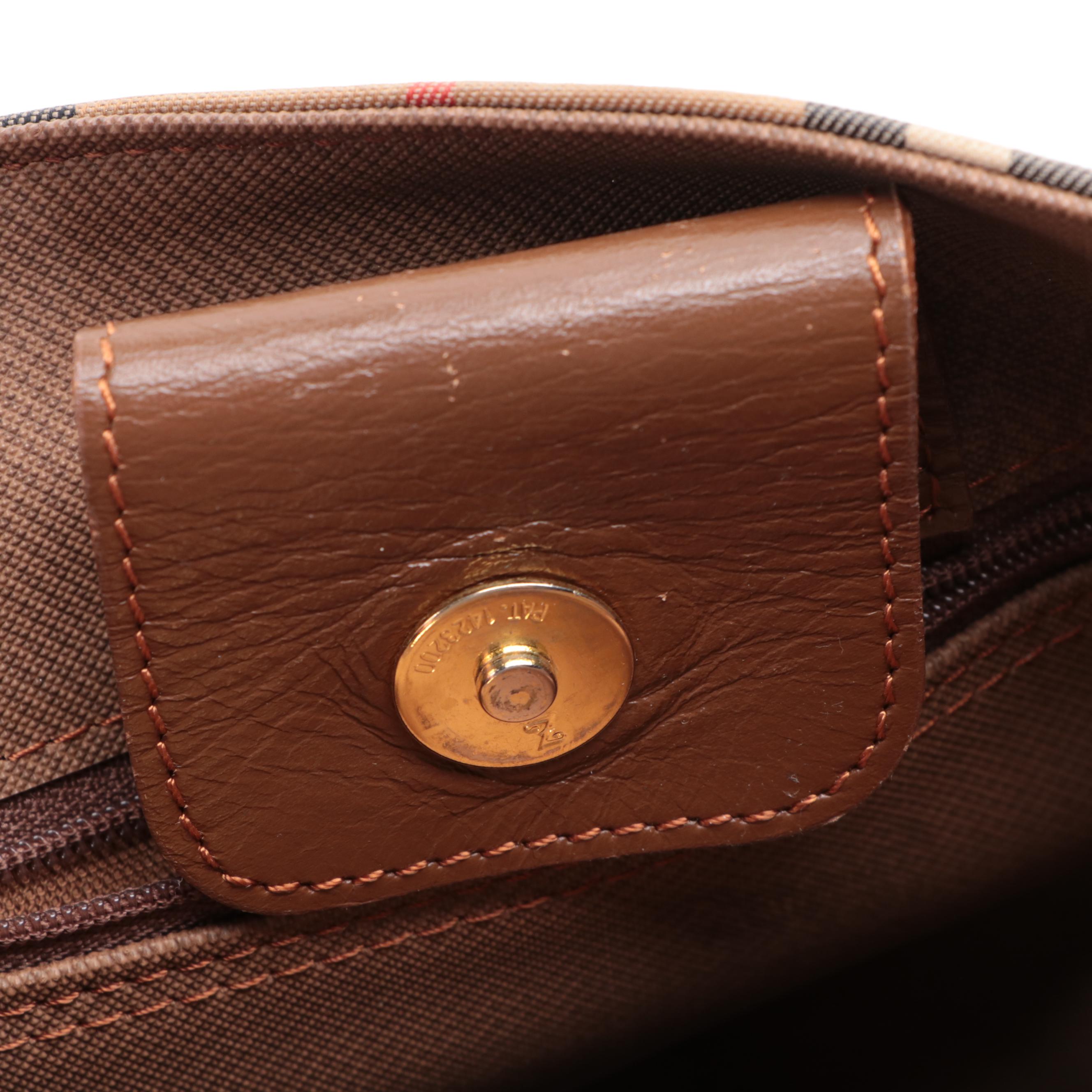 Burberrys Small Tote Bag in Haymarket Check and Leather