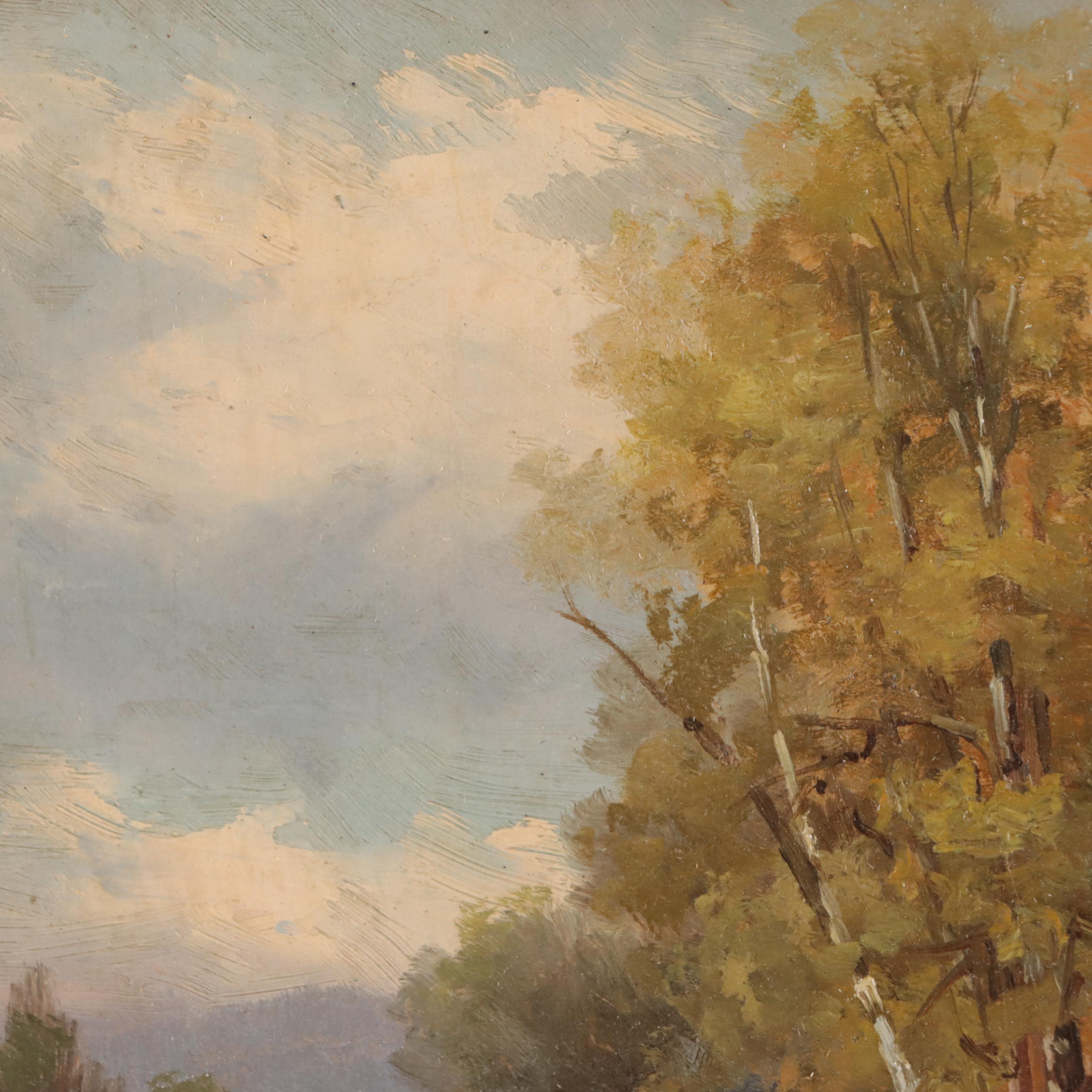 Hudson River School Style Landscape Oil Painting