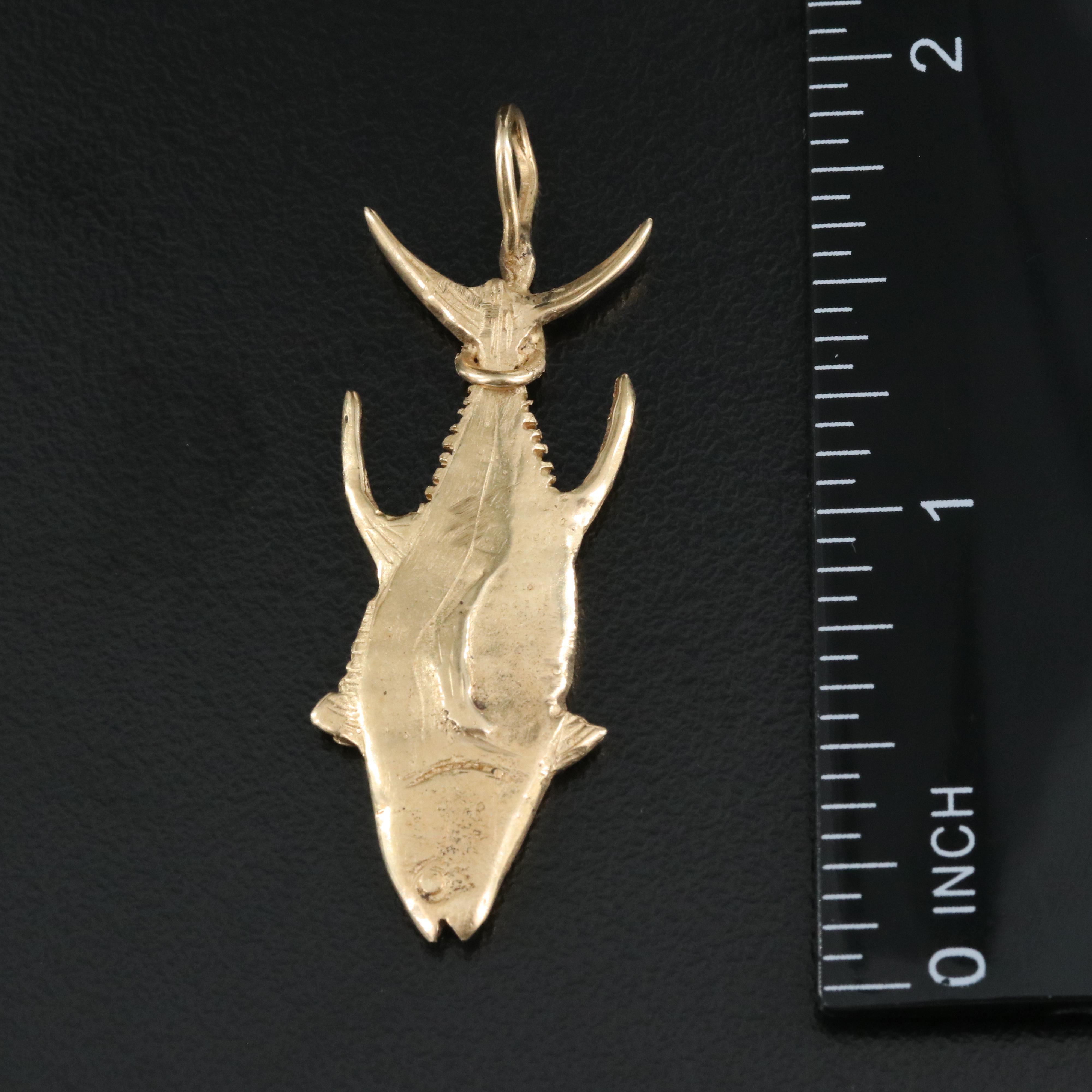 14K Fish and Fish Hook Pendants
