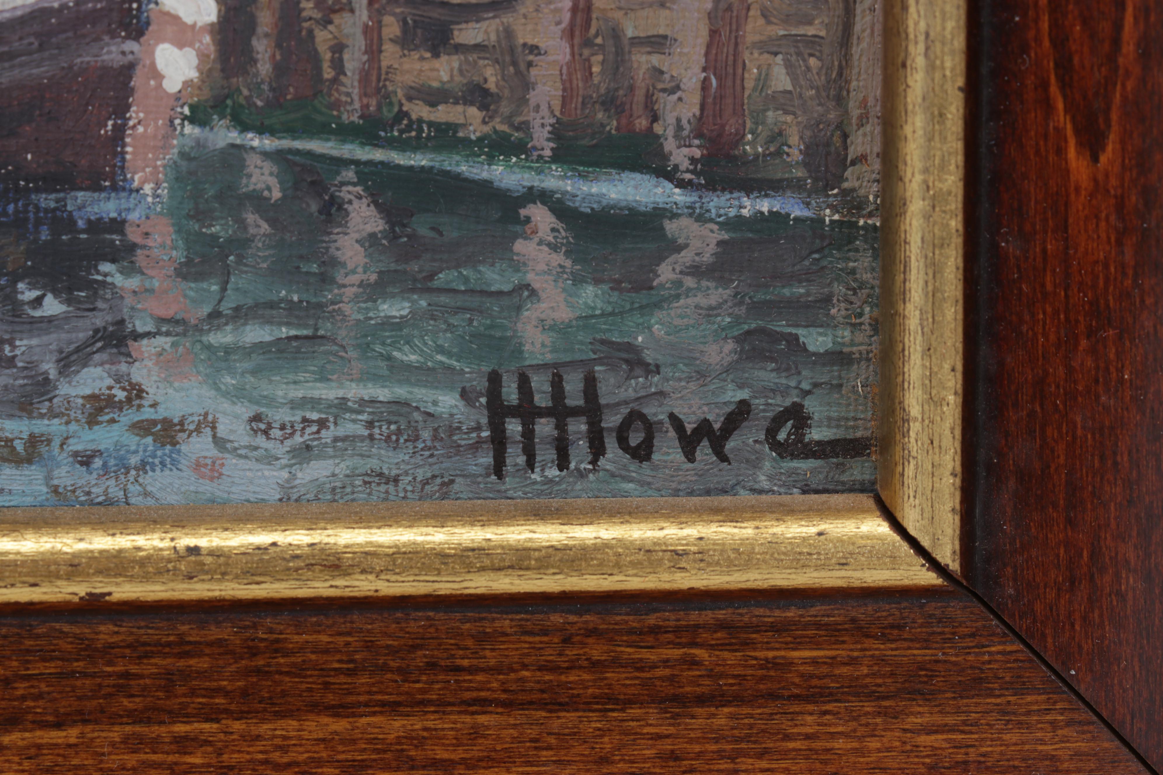 Harry Howe Maritime Oil Painting "Wharf at Gloucester, Mass.," 1951