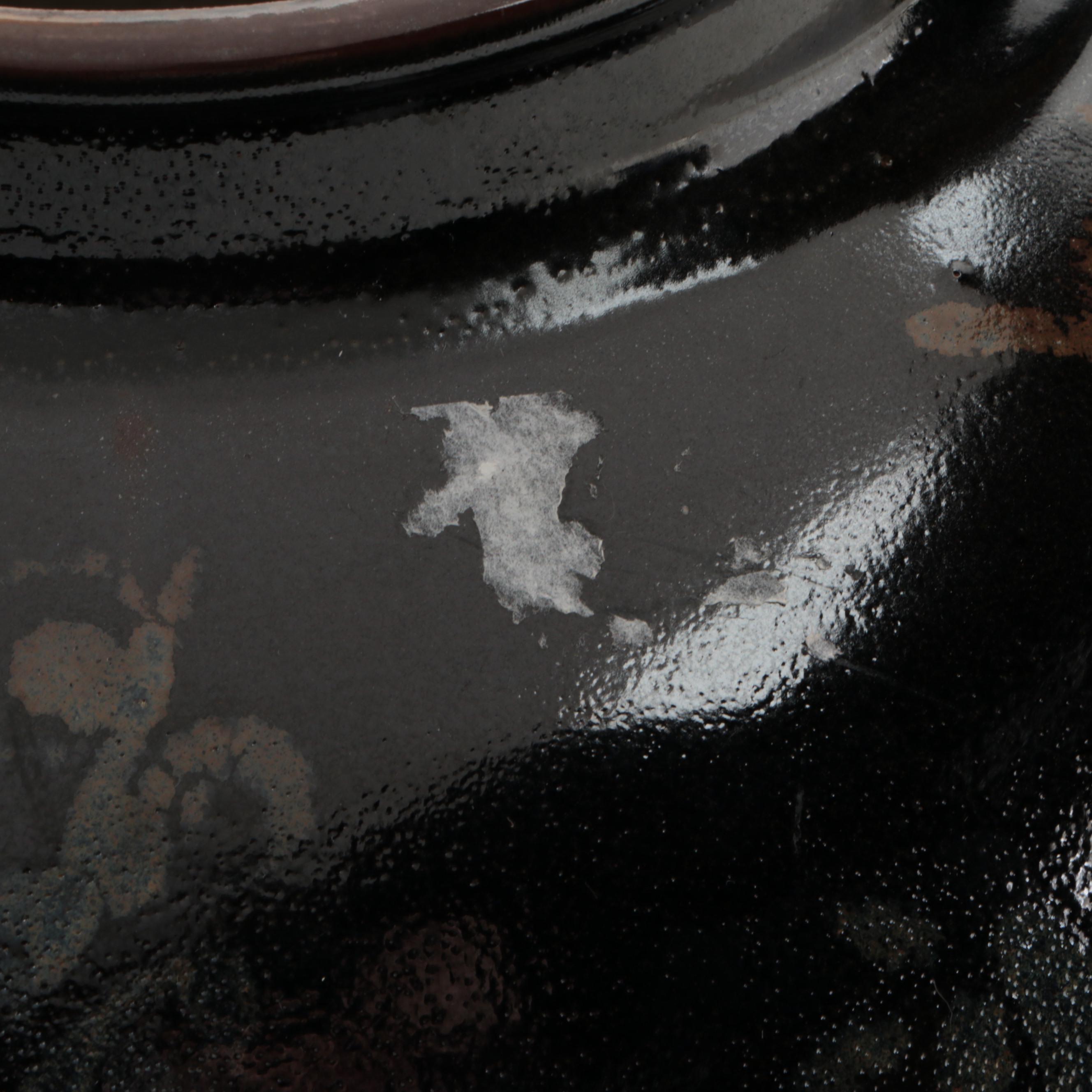 Japanese Stoneware Bamboo Motif Ceramic Jar