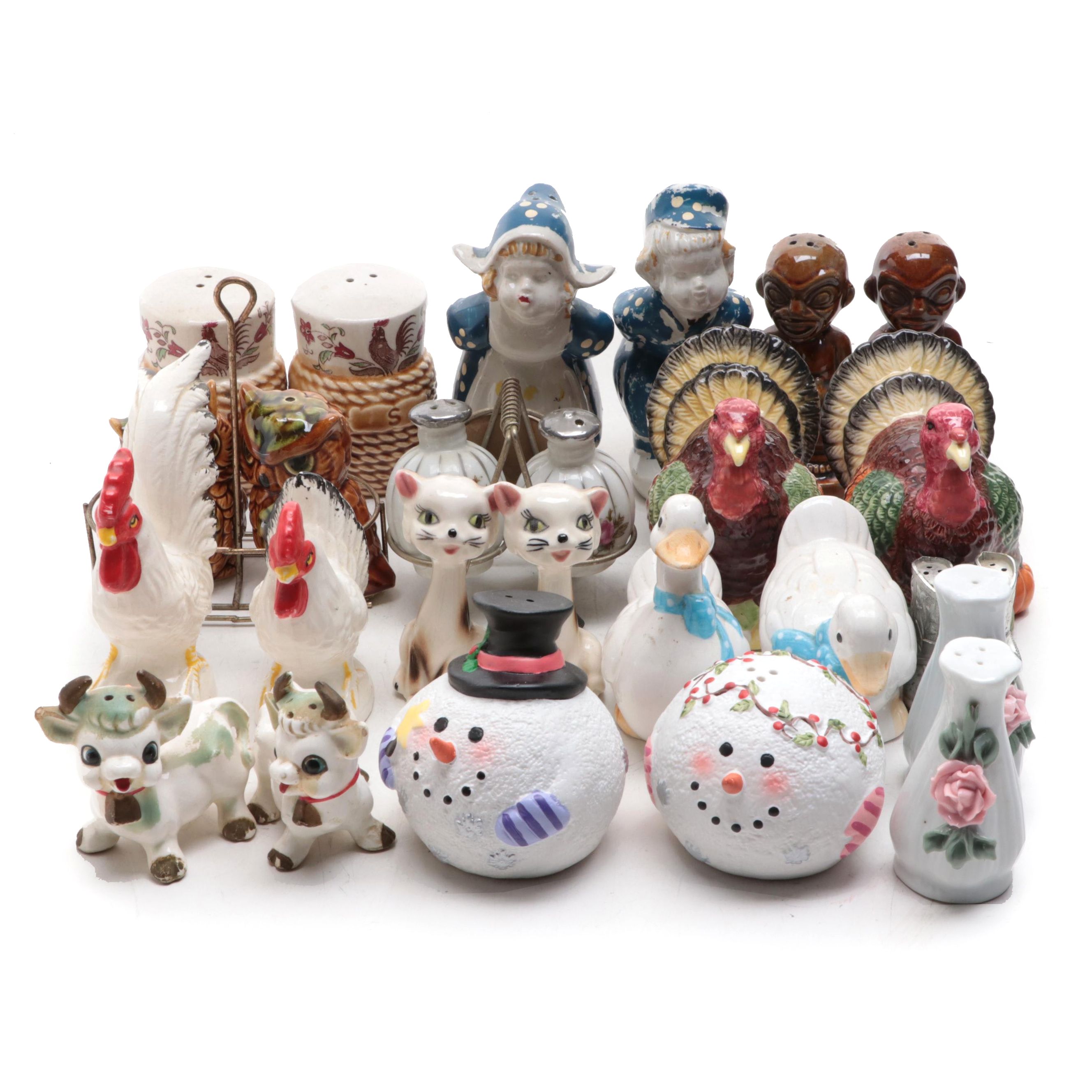 Japanese Ceramic Figural and Salt and Pepper Shakers, Mid to Late 20th Century