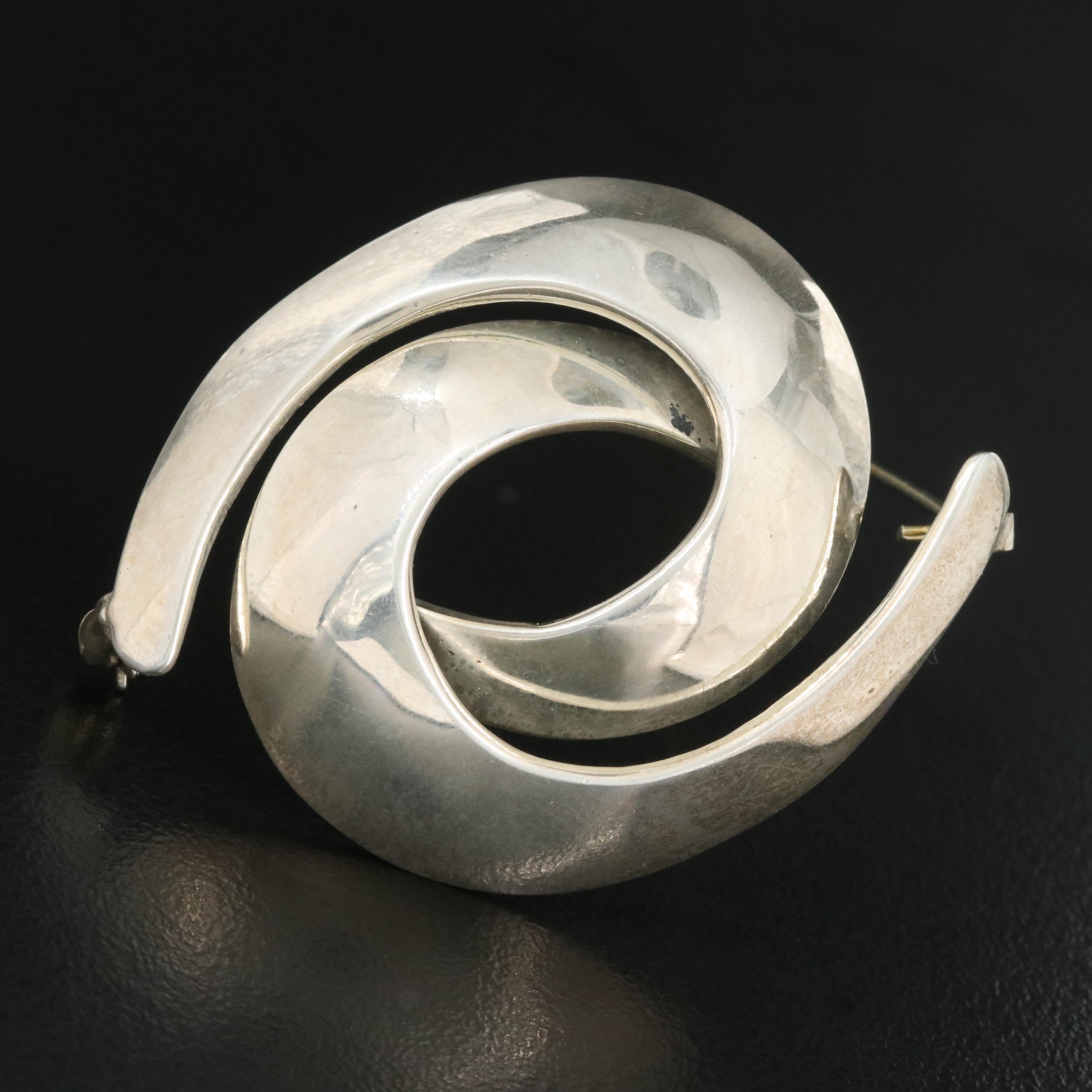 Mexican Sterling Geometric Brooch