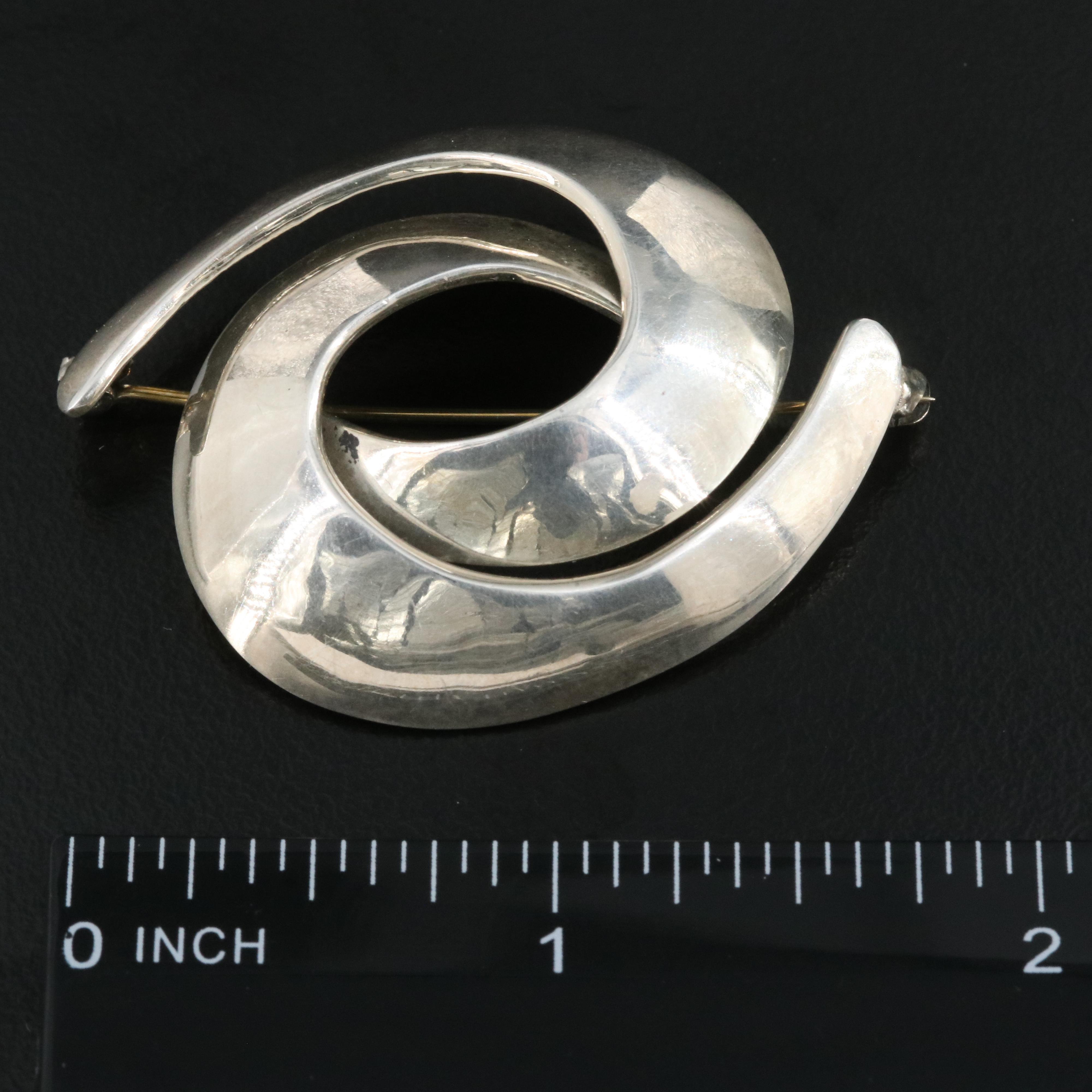 Mexican Sterling Geometric Brooch