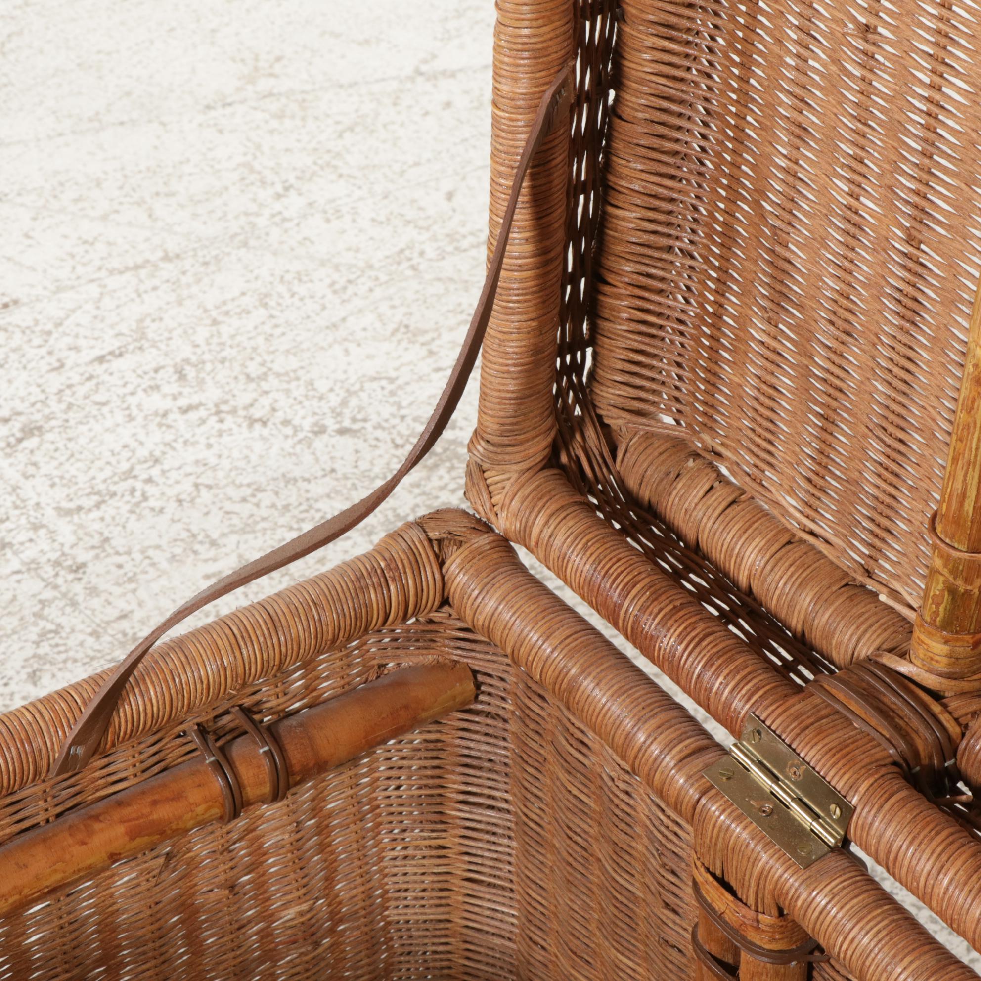 Pottery Barn Wicker Storage Chest with Rattan Stool
