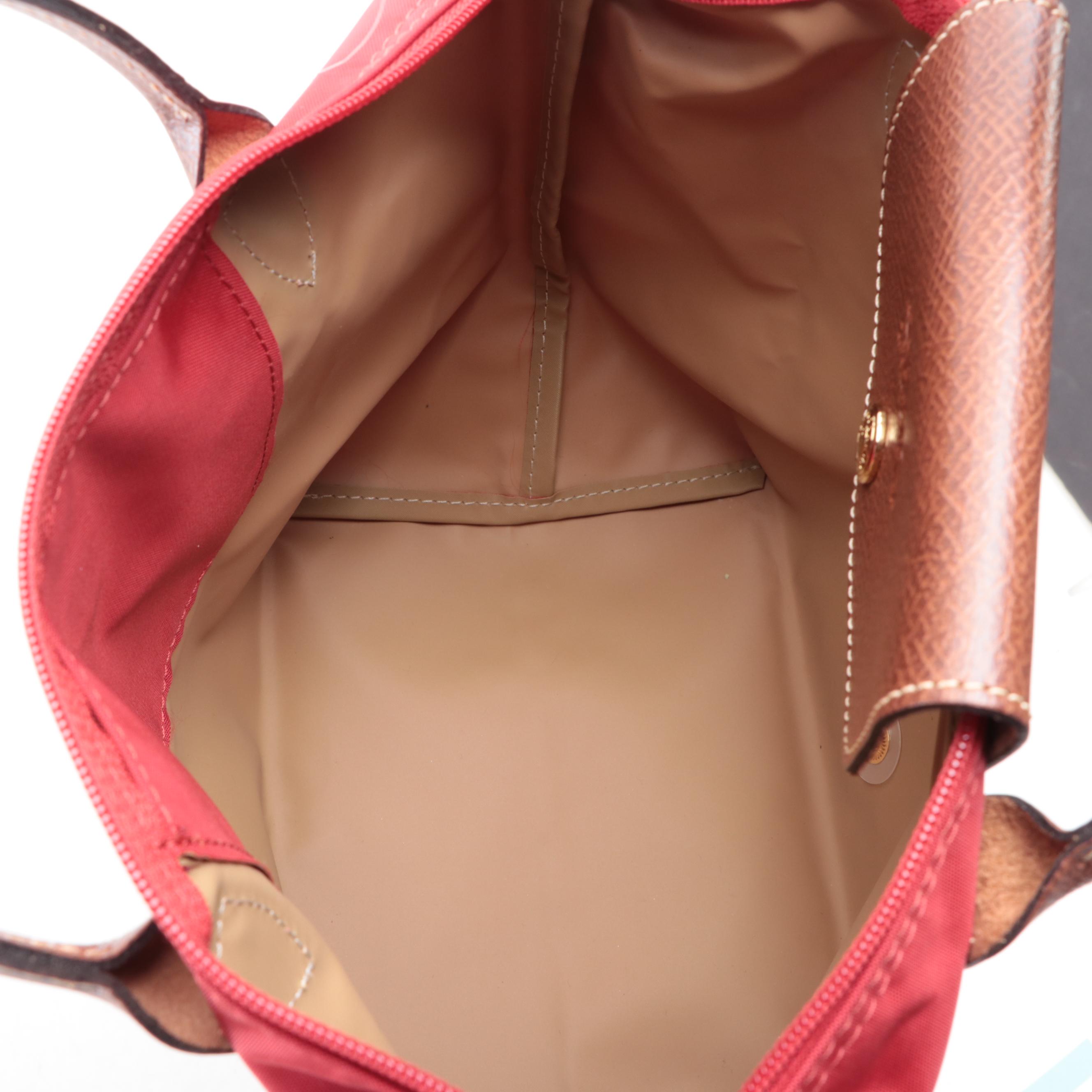 Longchamp Le Pliage Foldable Tote Bag Small in Nylon and Leather