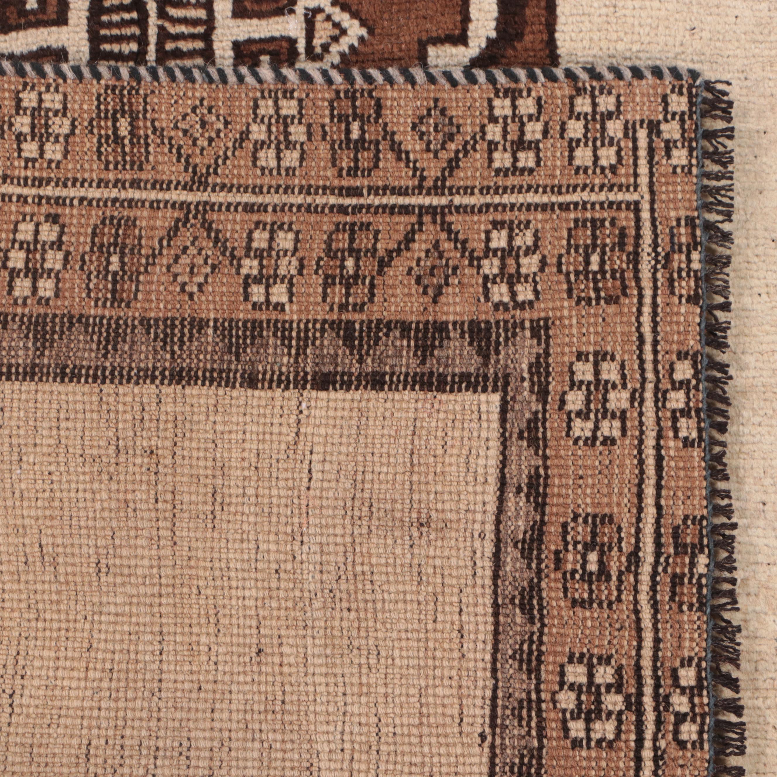 4'1 x 7'11 Hand-Knotted Afghan Khotan Area Rug