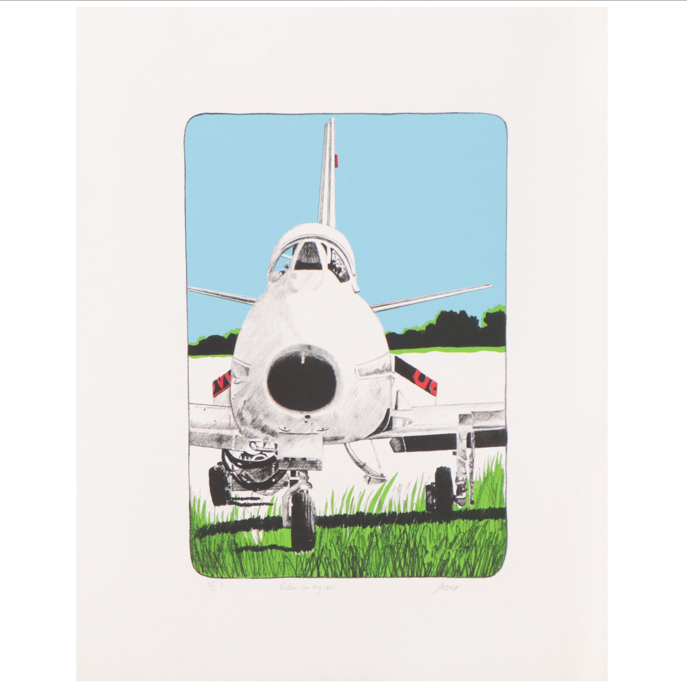 Joyce Arons Modernist Serigraph "Ridin' in My Car"