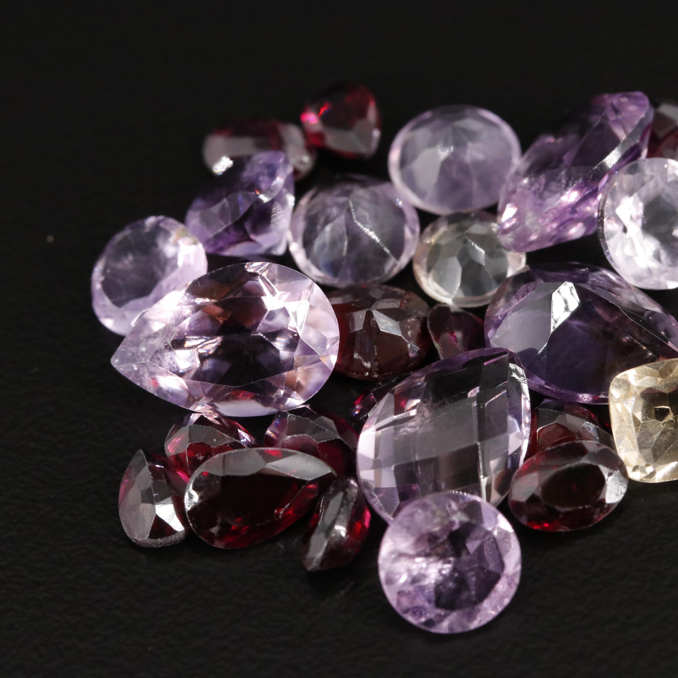 Loose 32.95 CTW Amethyst Citrine and Garnet Lot