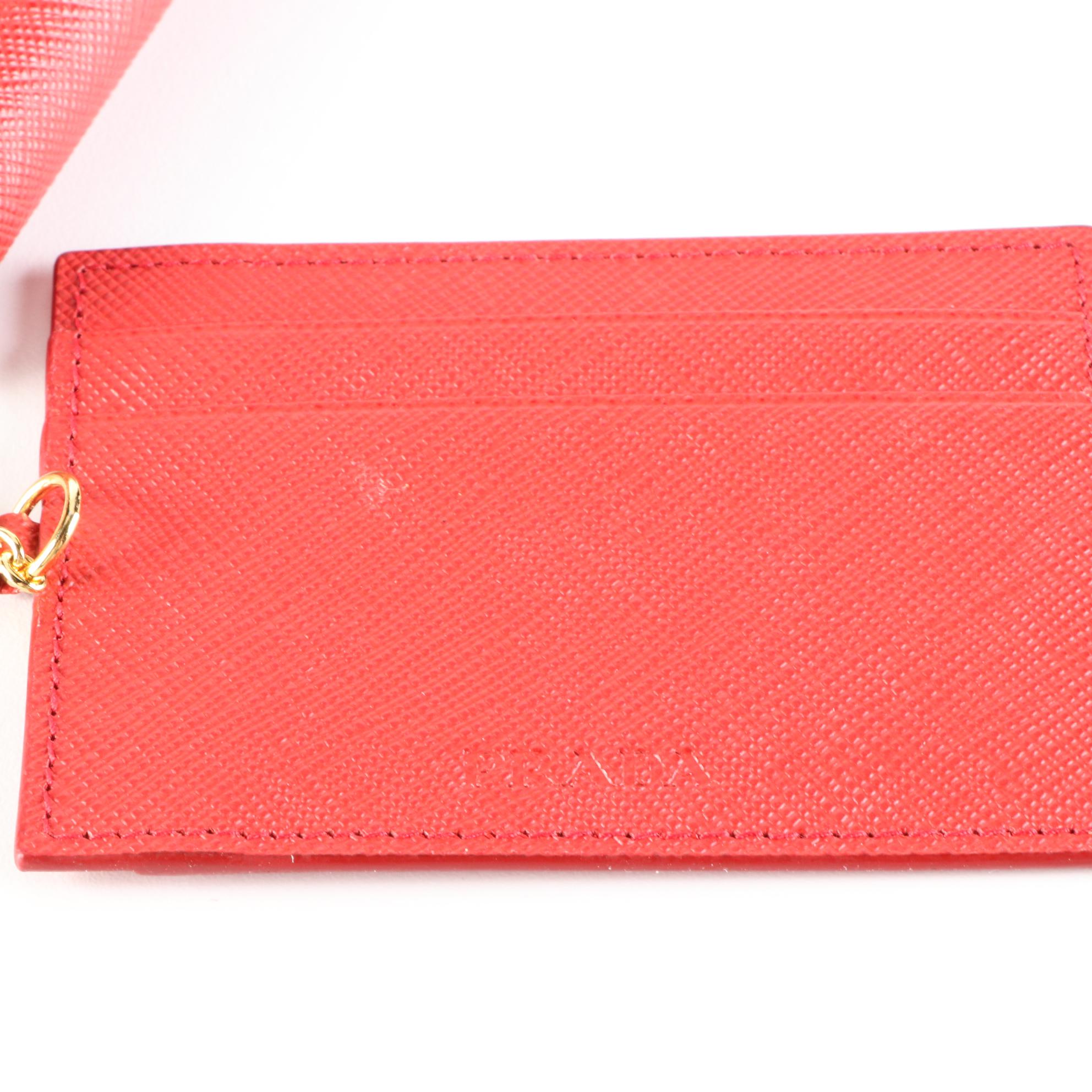Prada  Continental Bow Wallet in Rosso Saffiano Leather with Box
