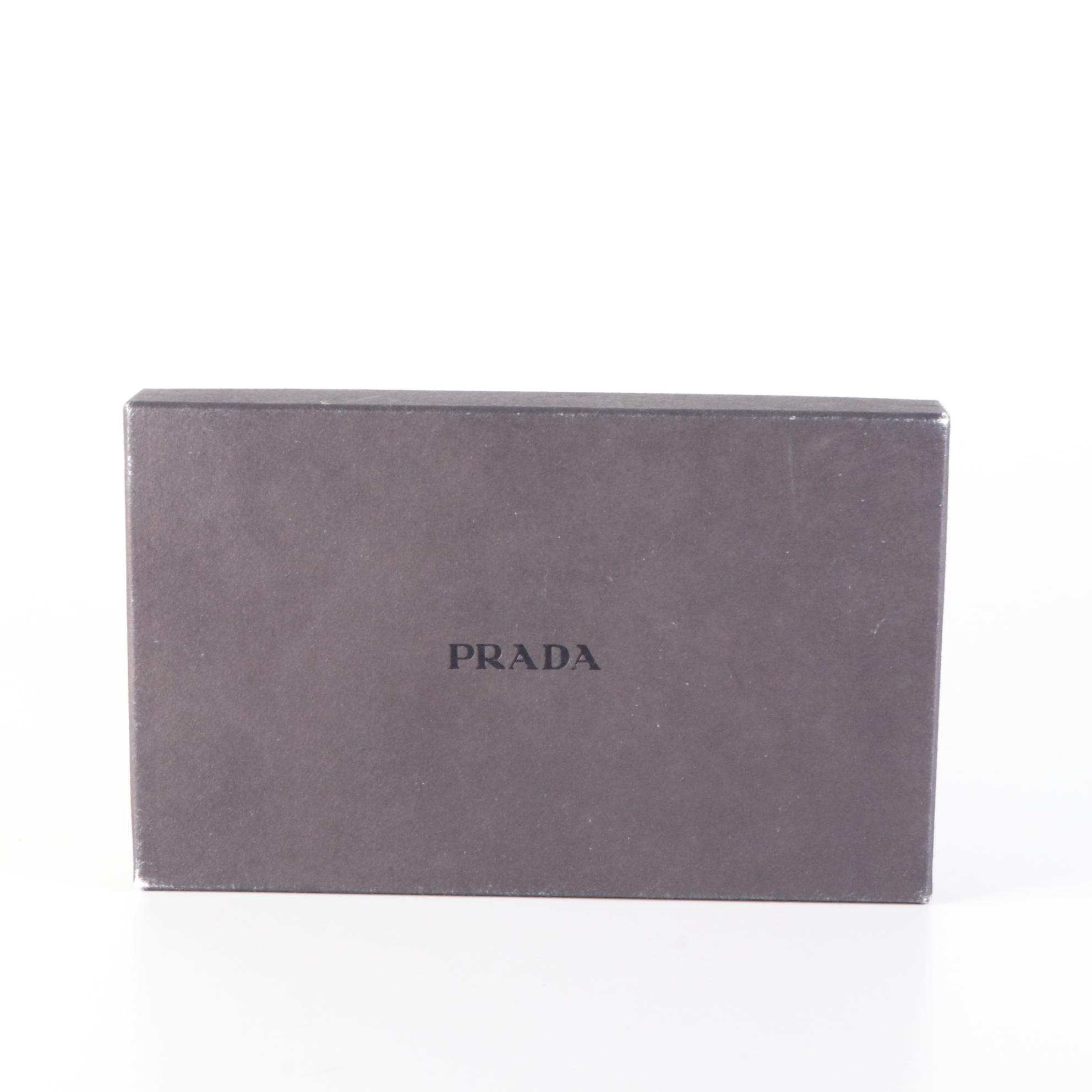Prada  Continental Bow Wallet in Rosso Saffiano Leather with Box