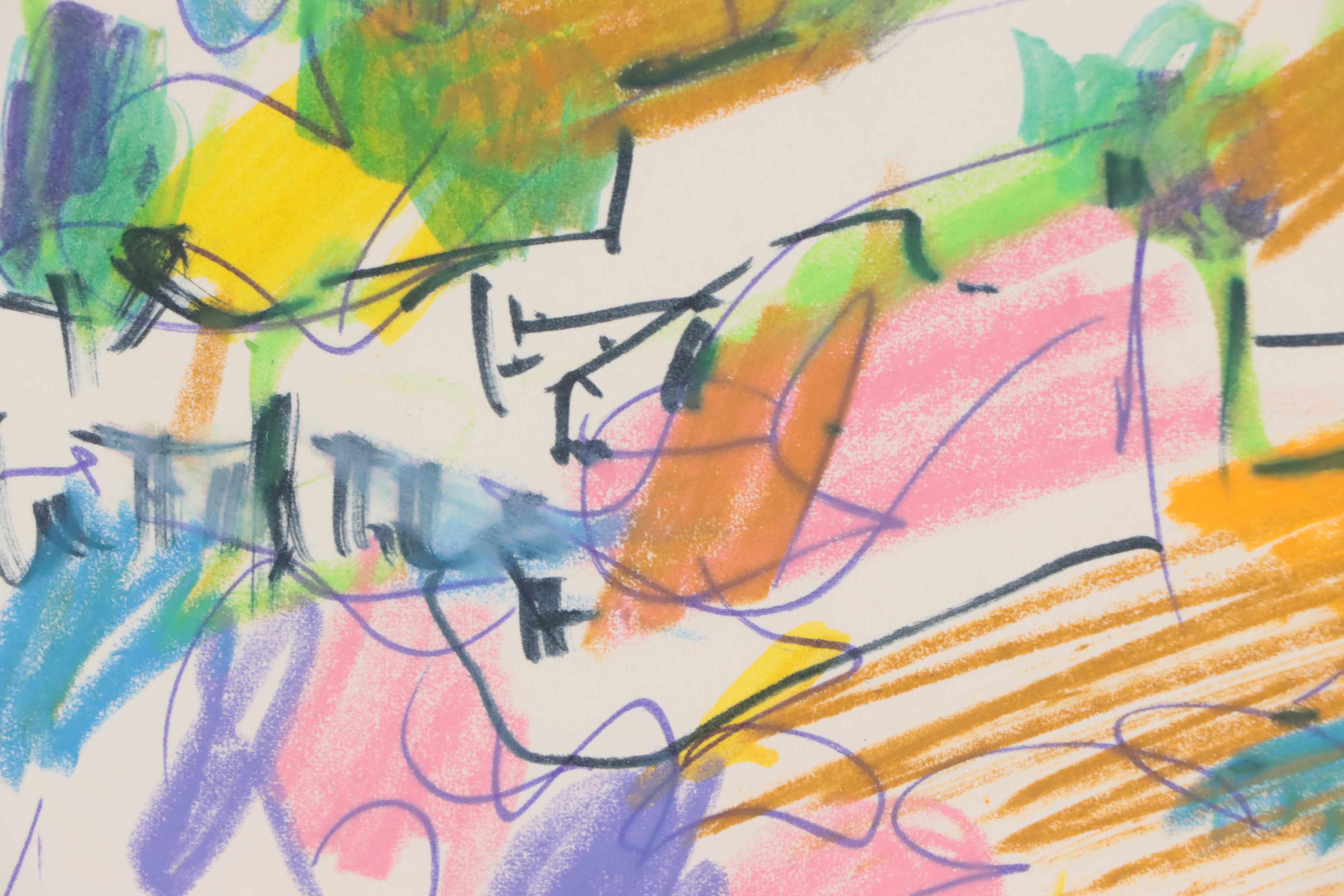 Paul Chidlaw Expressionist Landscape Mixed Media Drawing