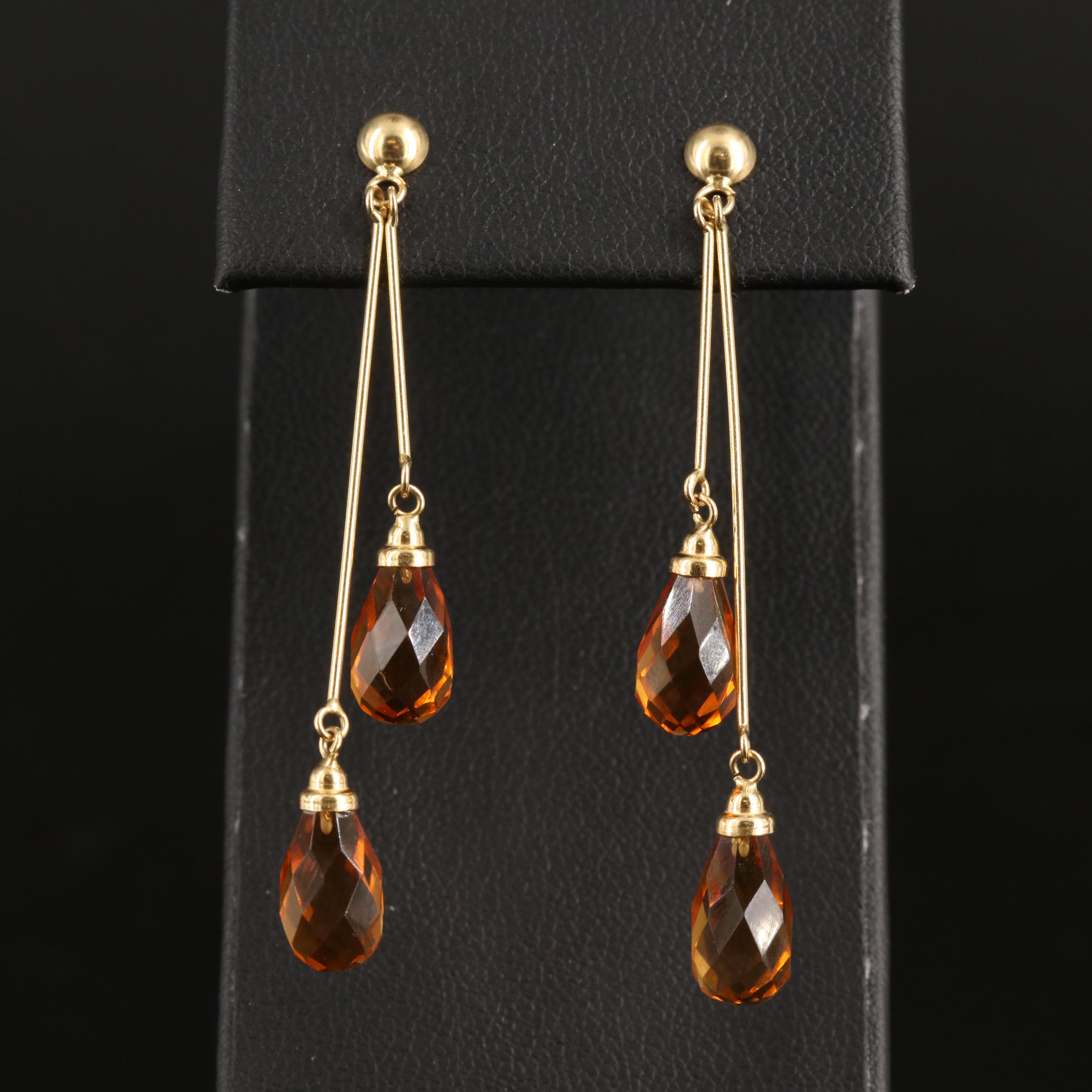 18K Citrine Pendulum Earrings