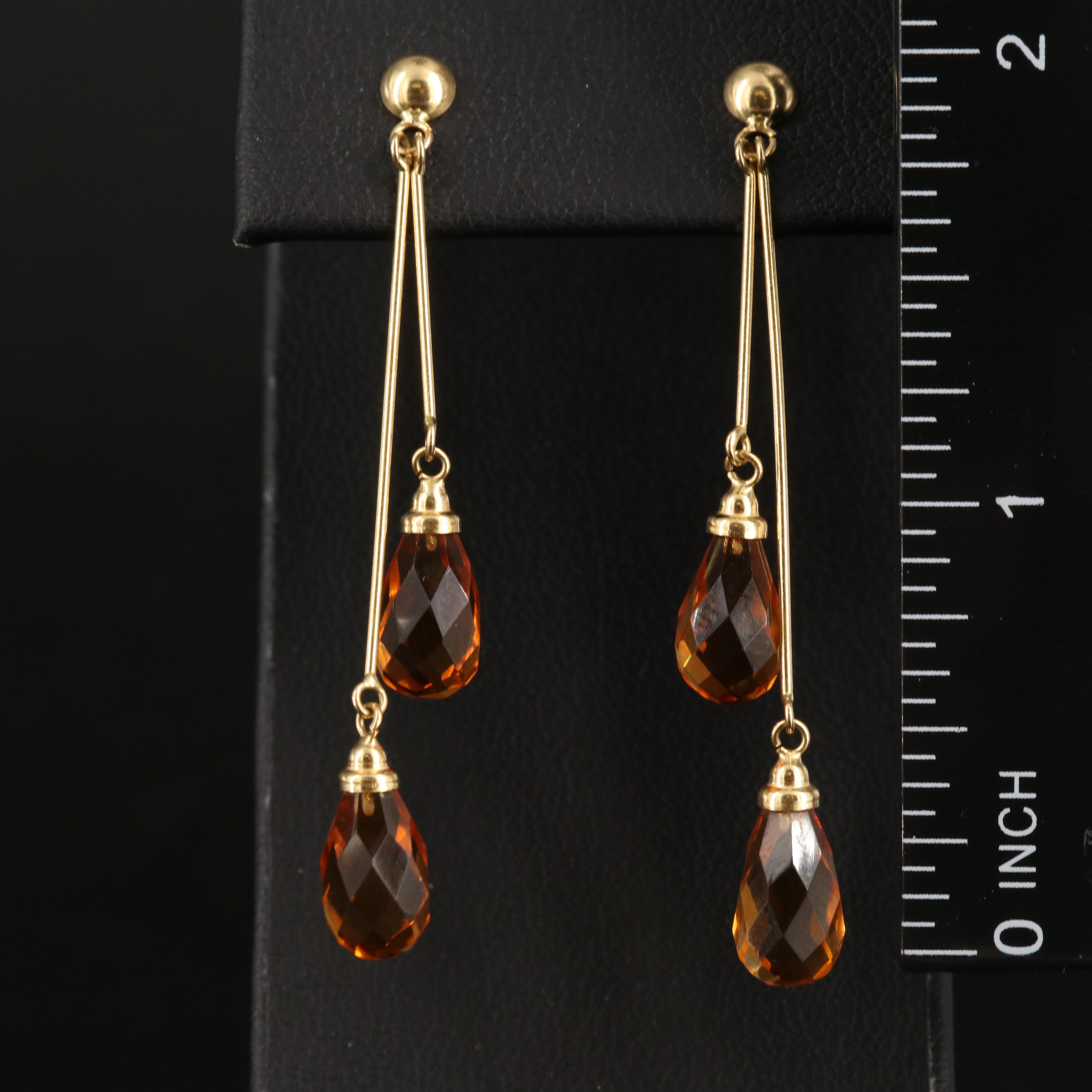 18K Citrine Pendulum Earrings