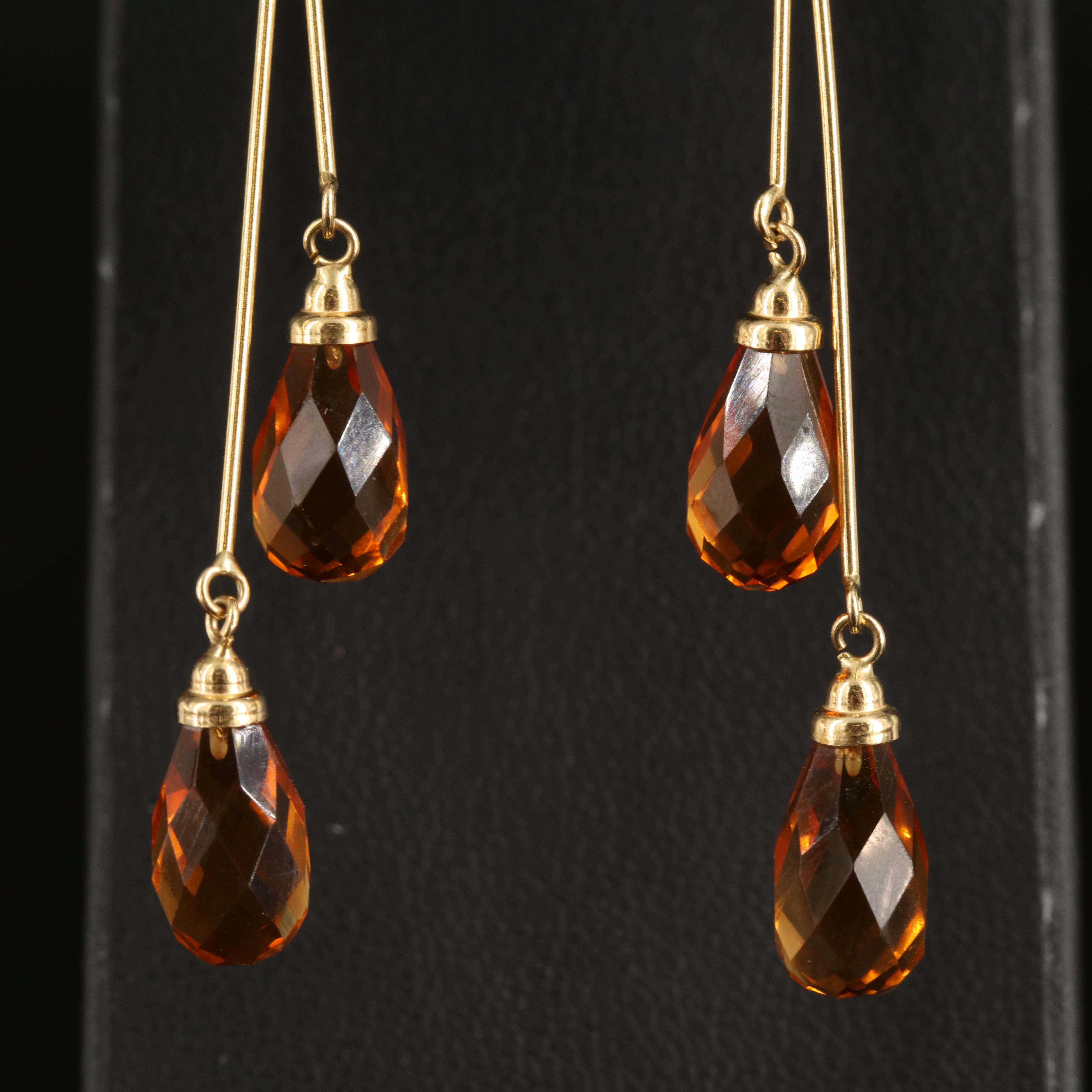 18K Citrine Pendulum Earrings