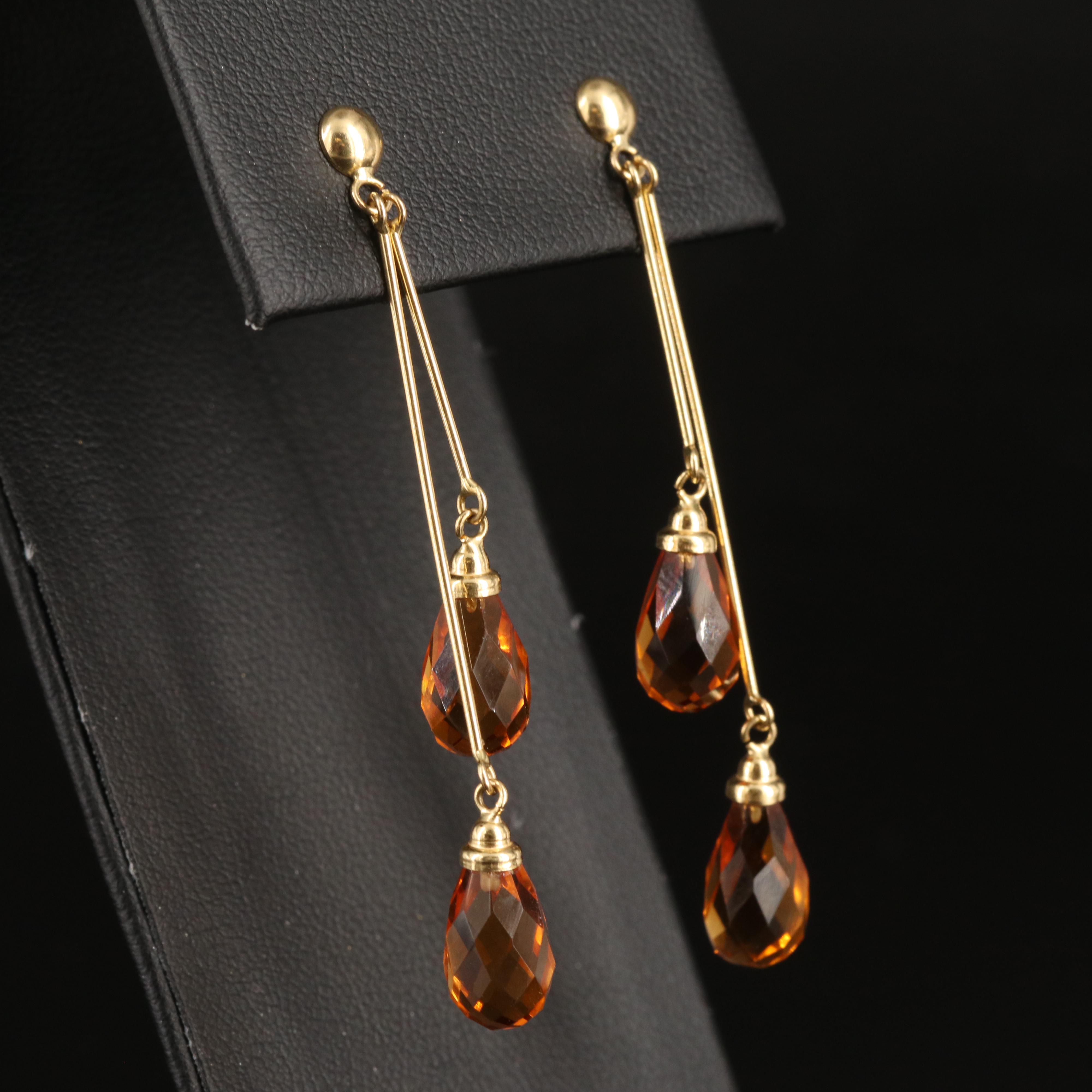 18K Citrine Pendulum Earrings