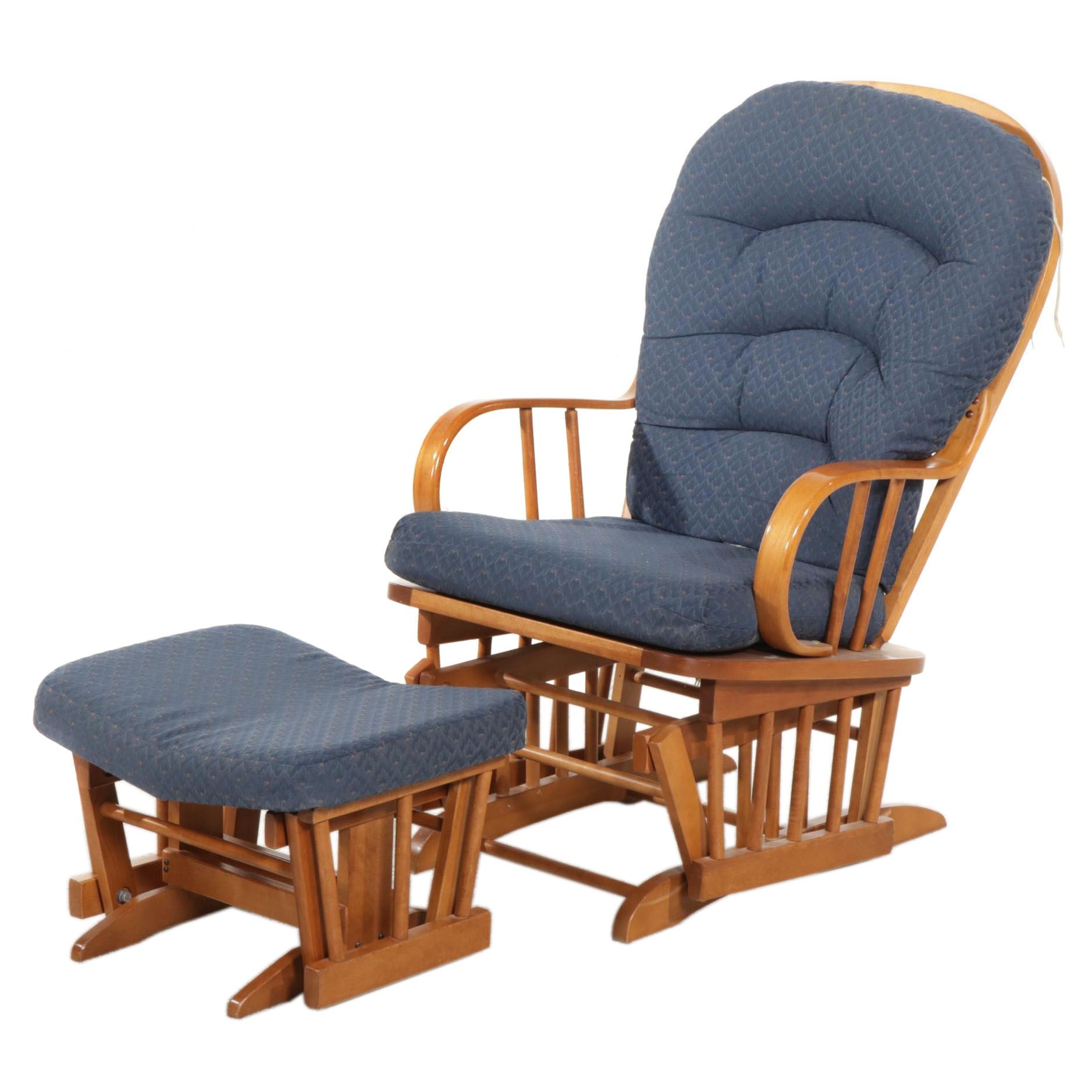 Maple Glider Armchair and Ottoman, Late 20th Century