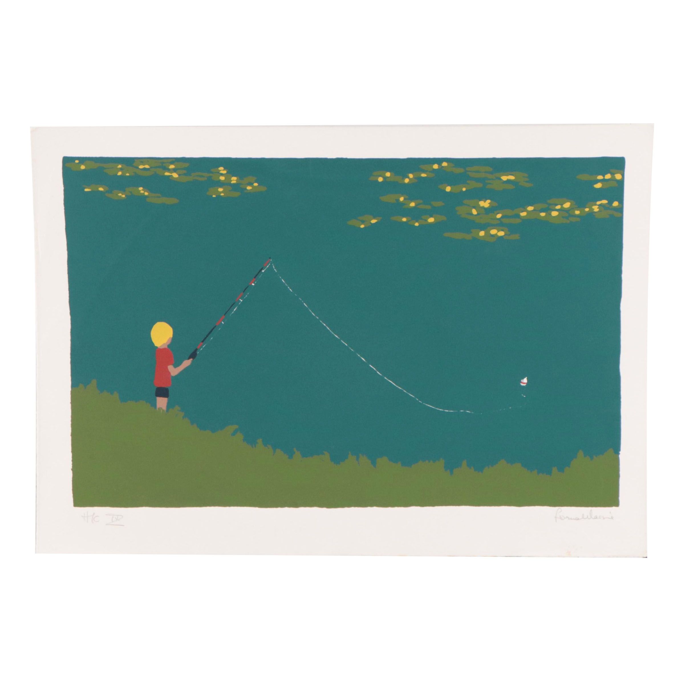 Lorna Massie Serigraph of Fisherman