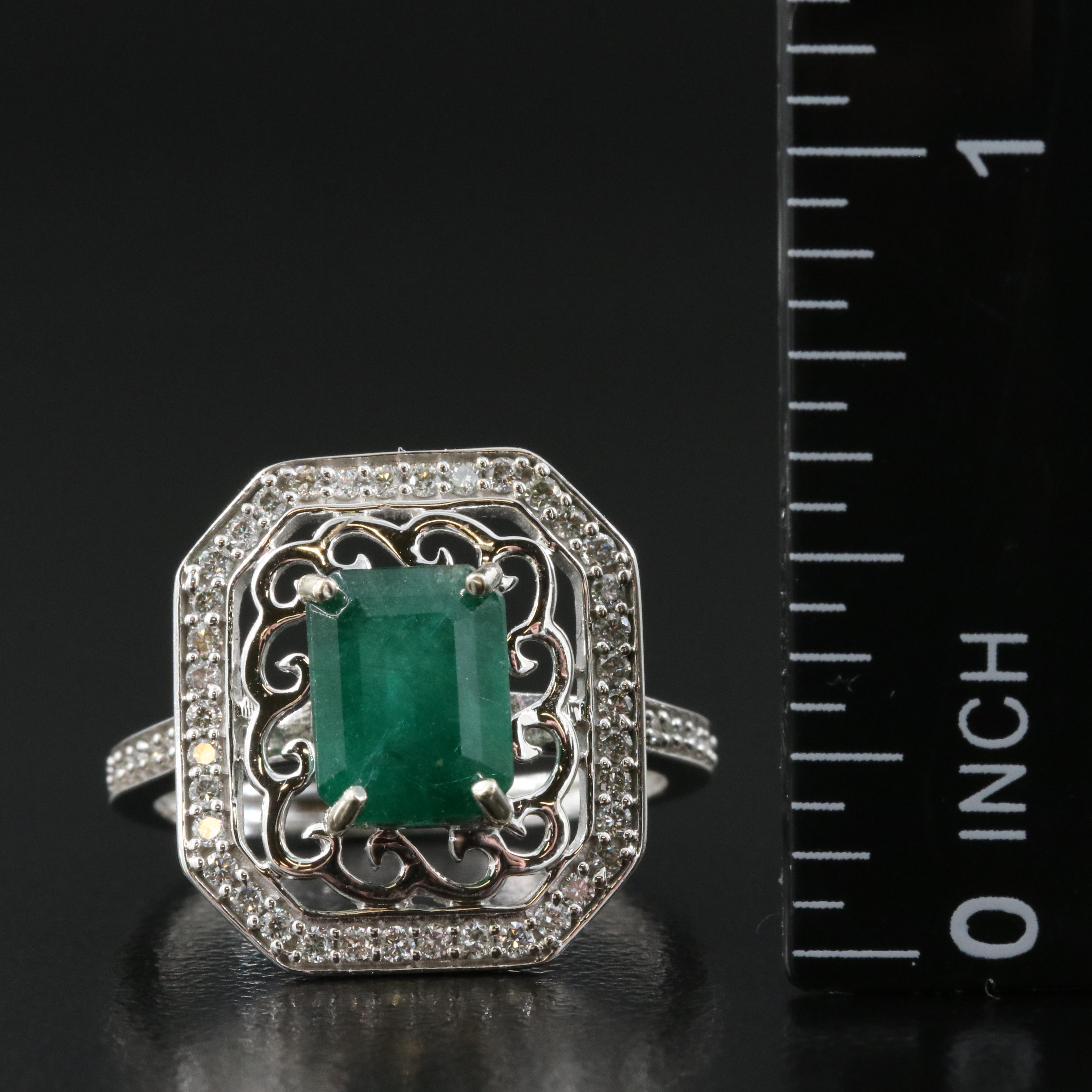 14K 1.73 CT Emerald and Diamond Ring