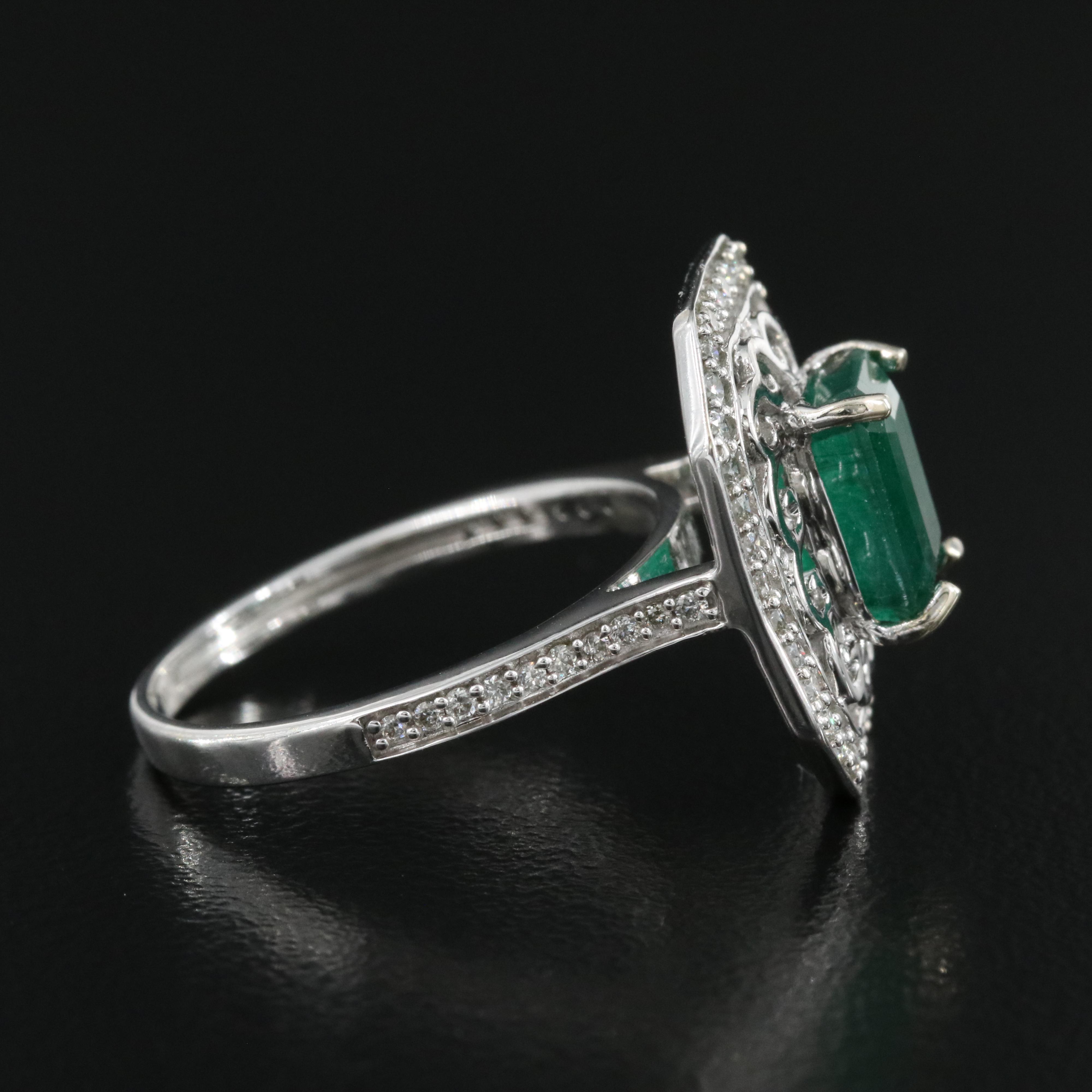 14K 1.73 CT Emerald and Diamond Ring