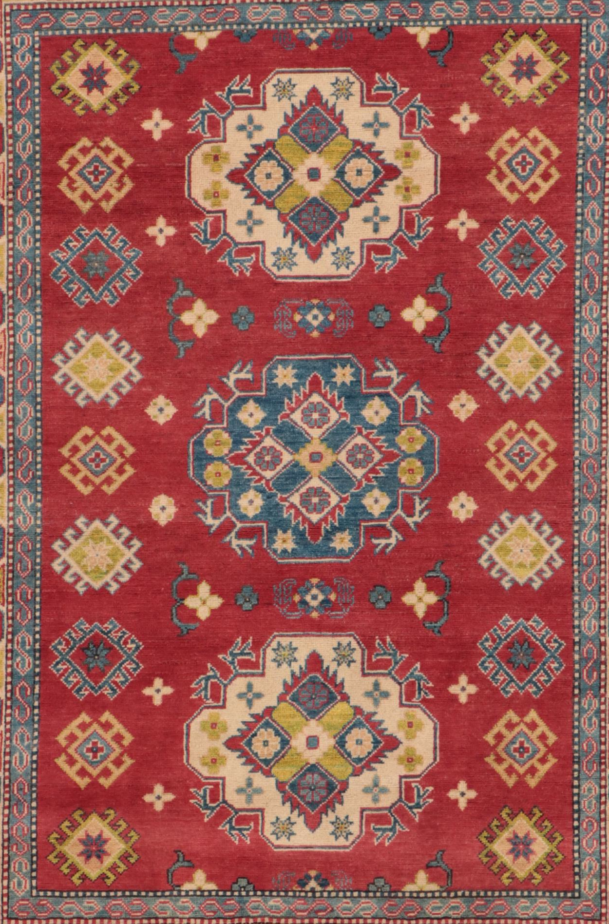 4'10 x 6'8 Hand-Knotted Pakistani Kazak-Style Area Rug