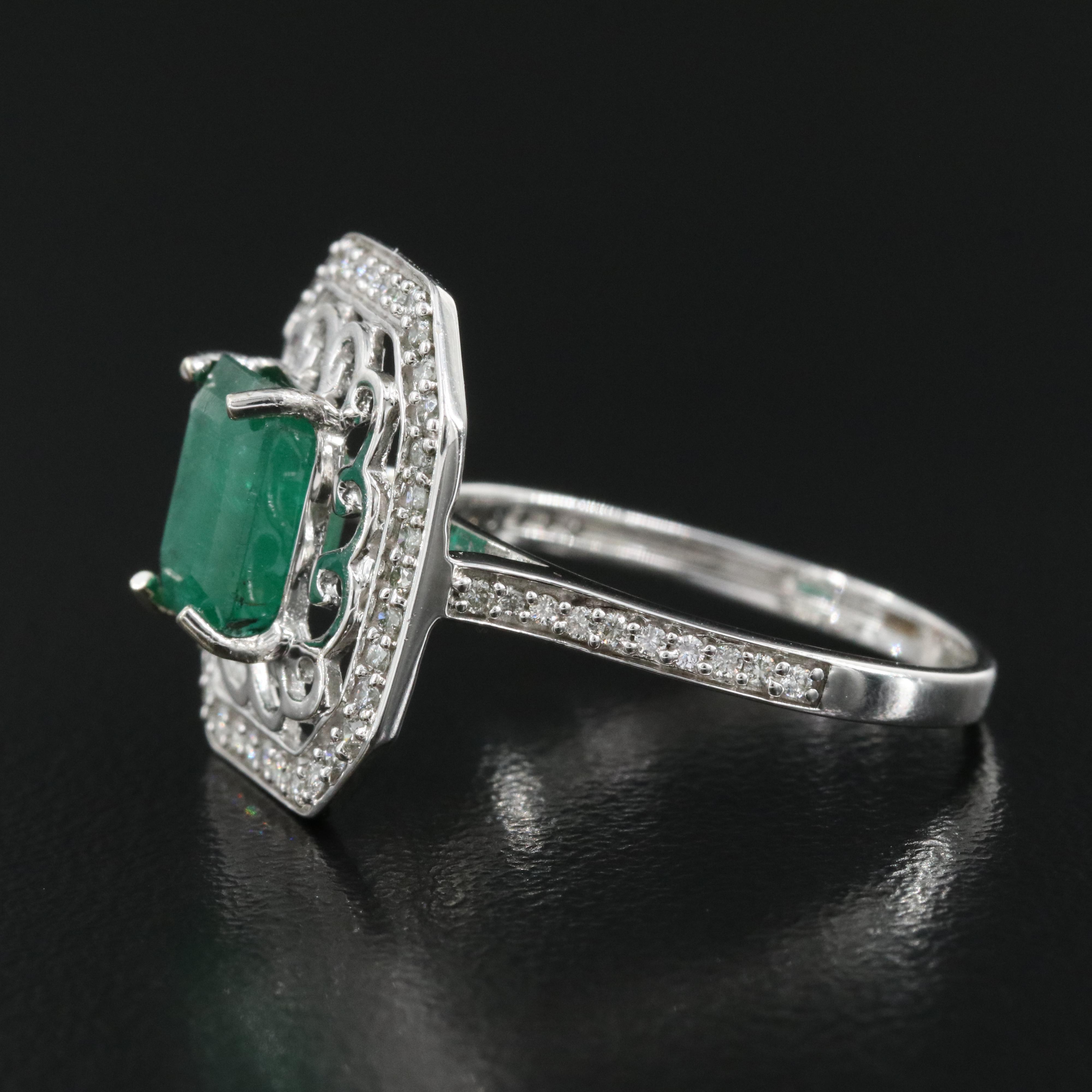 14K 1.73 CT Emerald and Diamond Ring