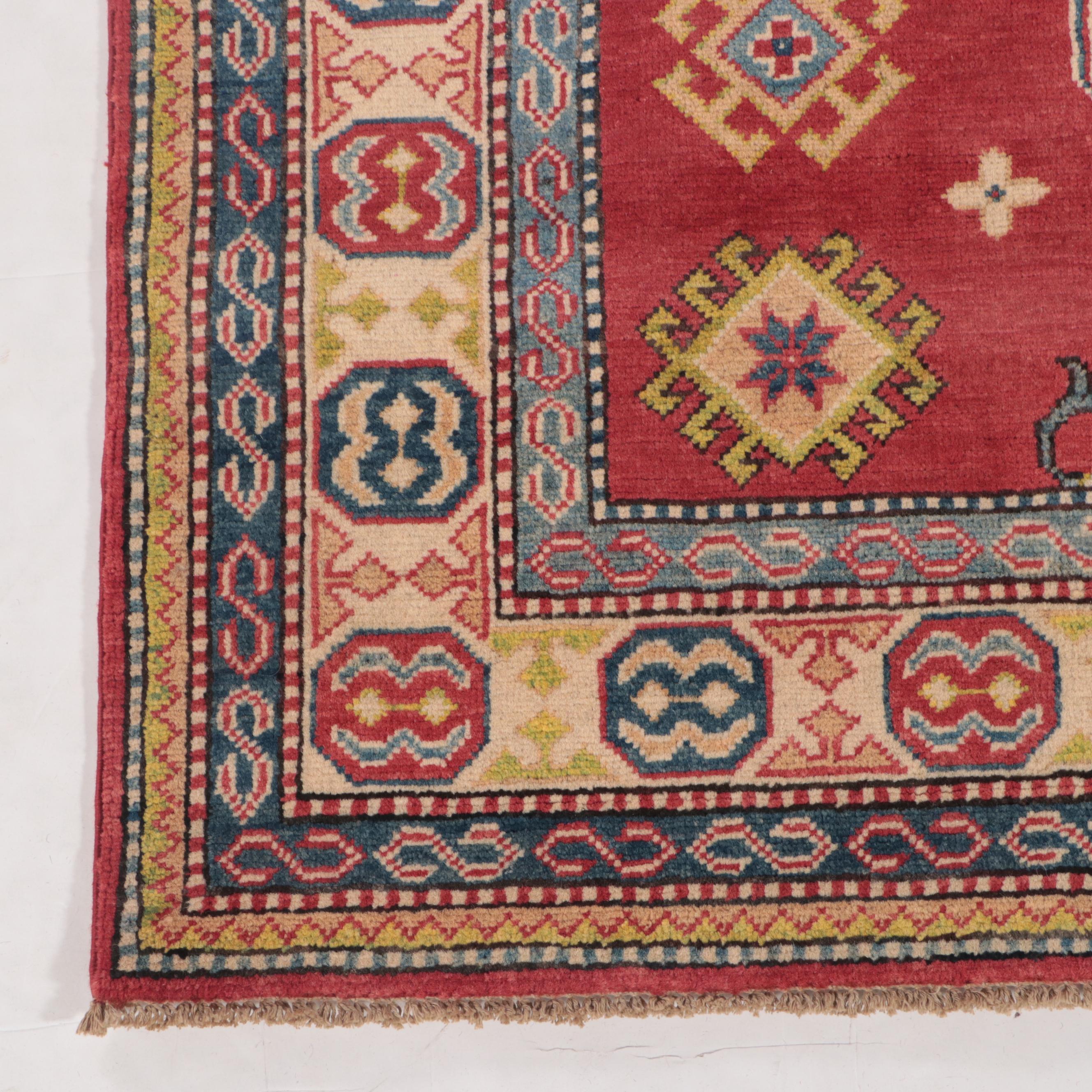 4'10 x 6'8 Hand-Knotted Pakistani Kazak-Style Area Rug