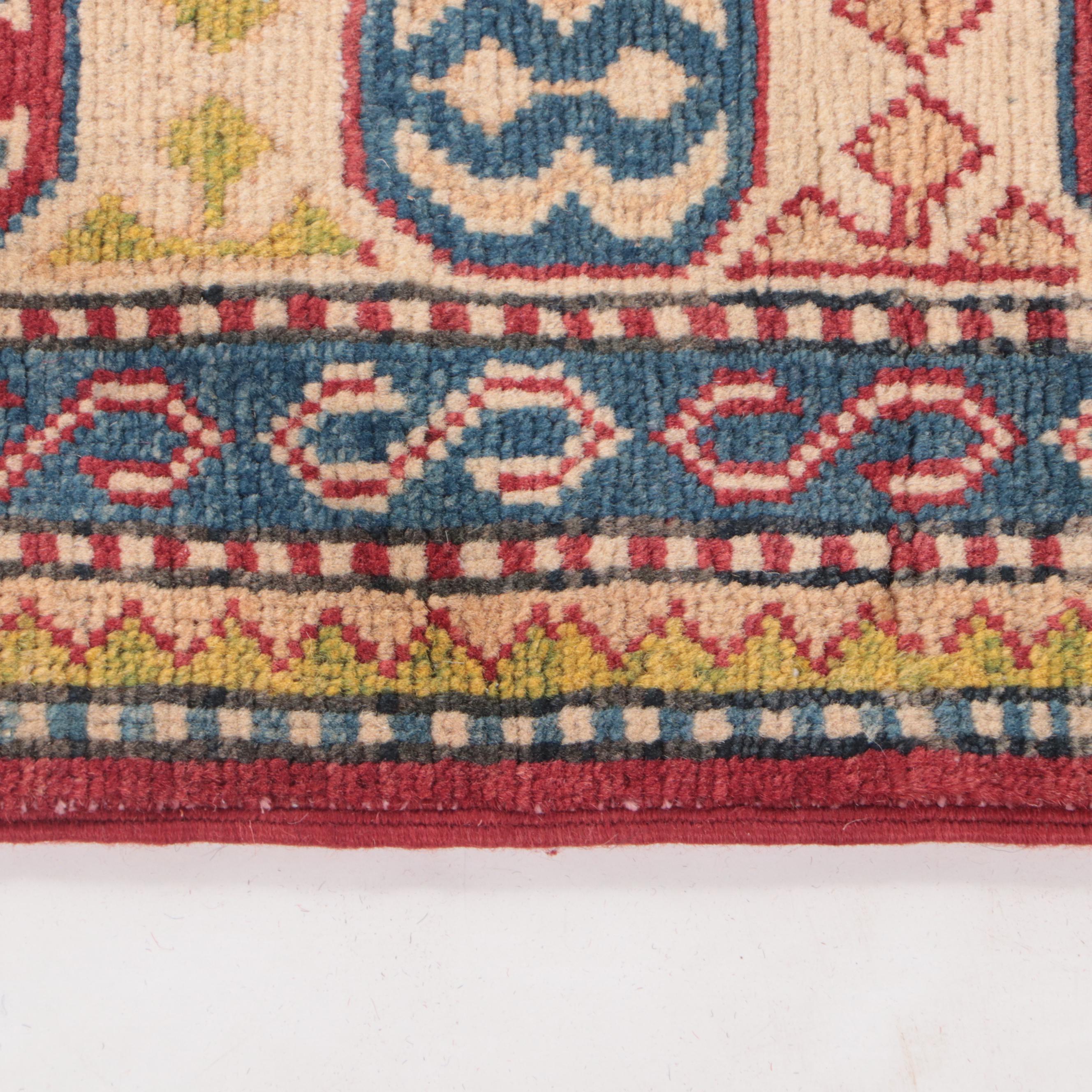 4'10 x 6'8 Hand-Knotted Pakistani Kazak-Style Area Rug