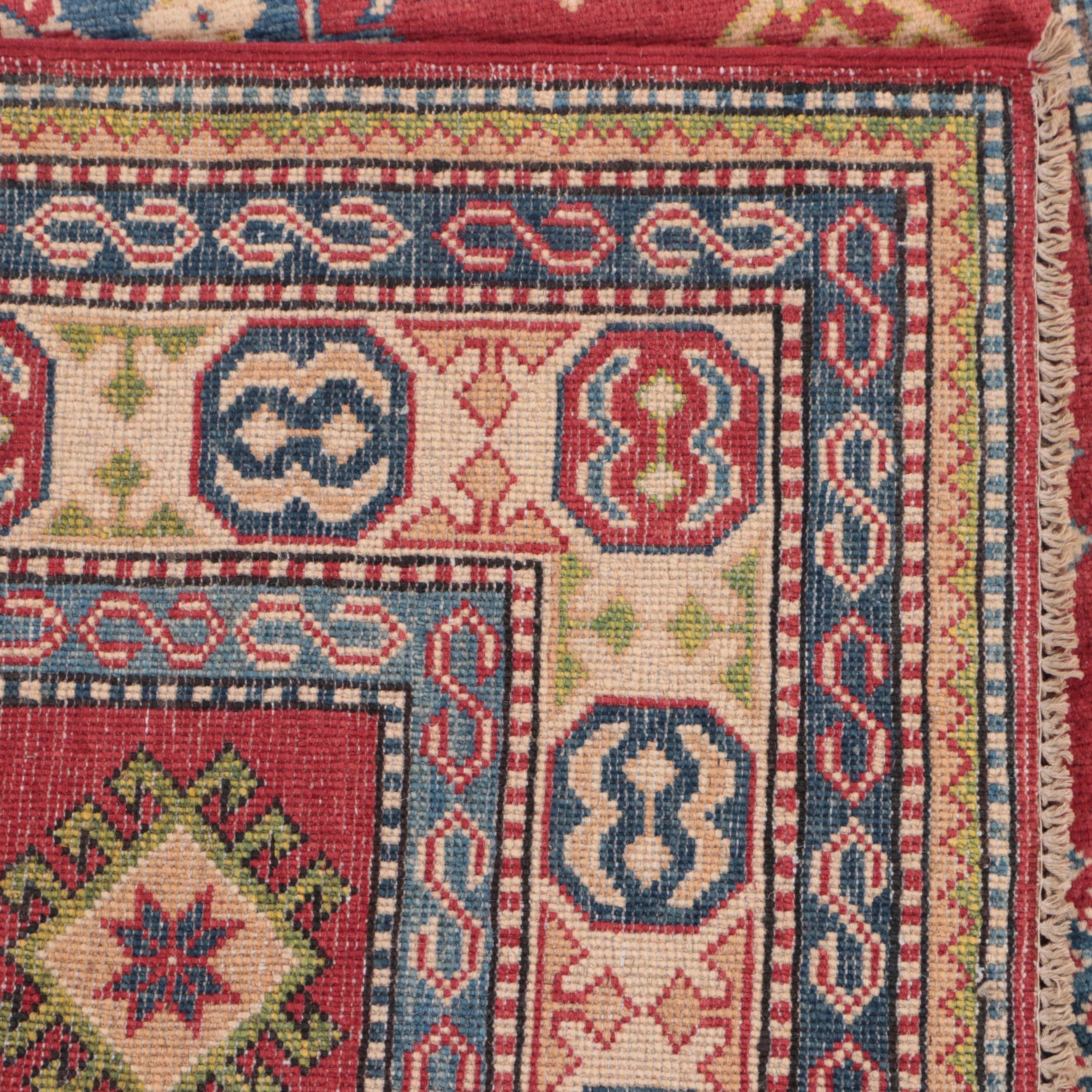 4'10 x 6'8 Hand-Knotted Pakistani Kazak-Style Area Rug