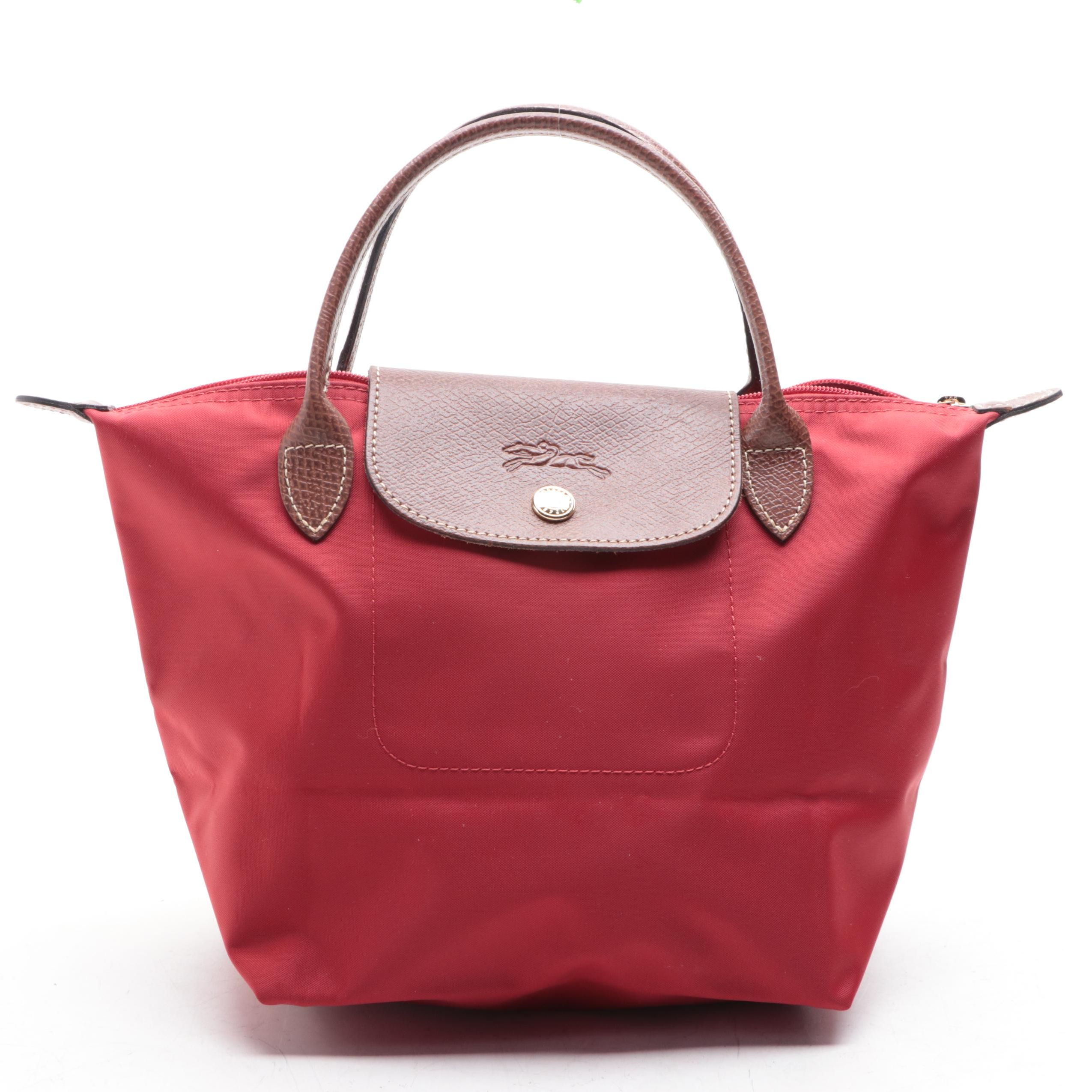 Longchamp Le Pliage Foldable Tote Bag Small in Nylon and Leather