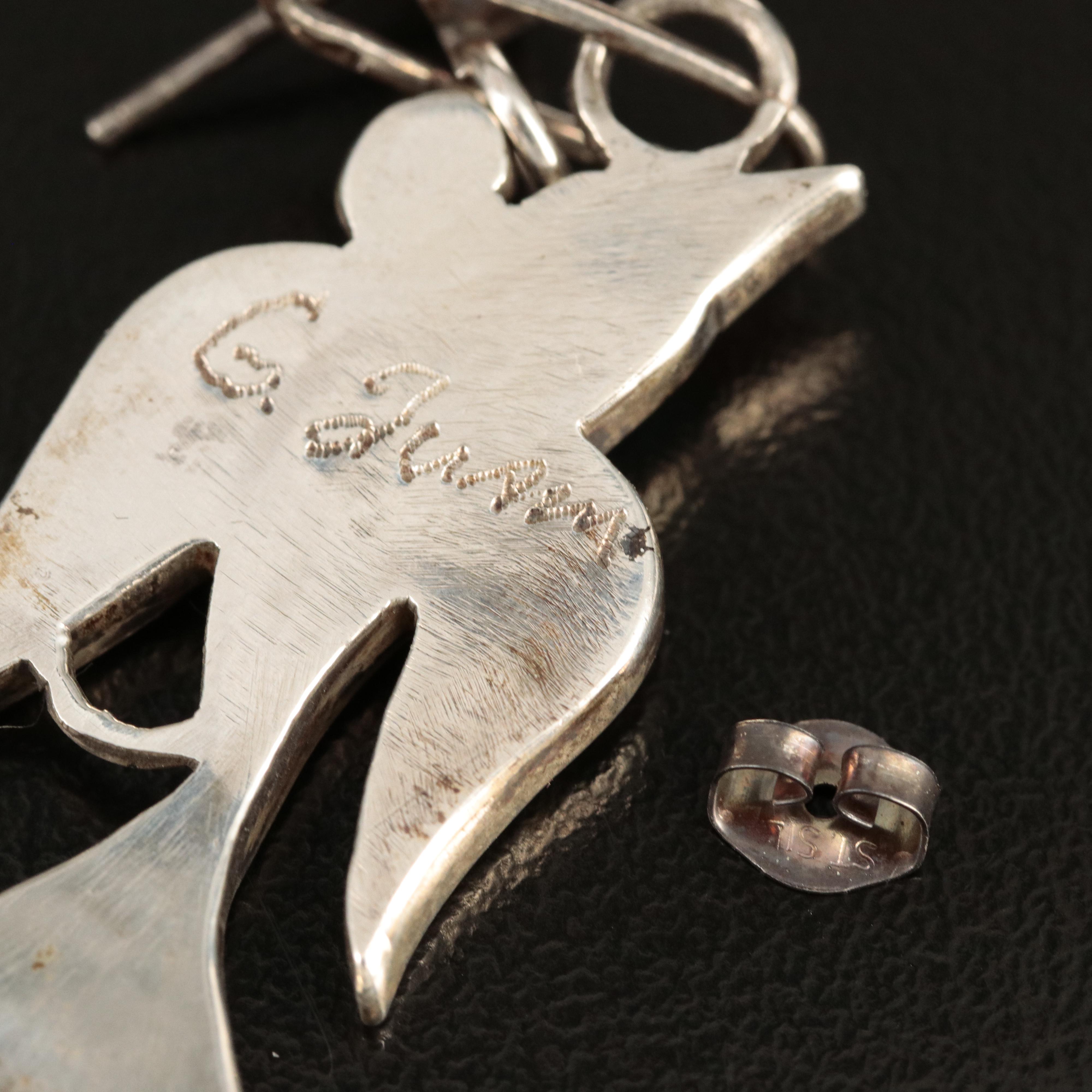 G. Juan Sterling Turquoise and Enamel Inlay Bird Earrings