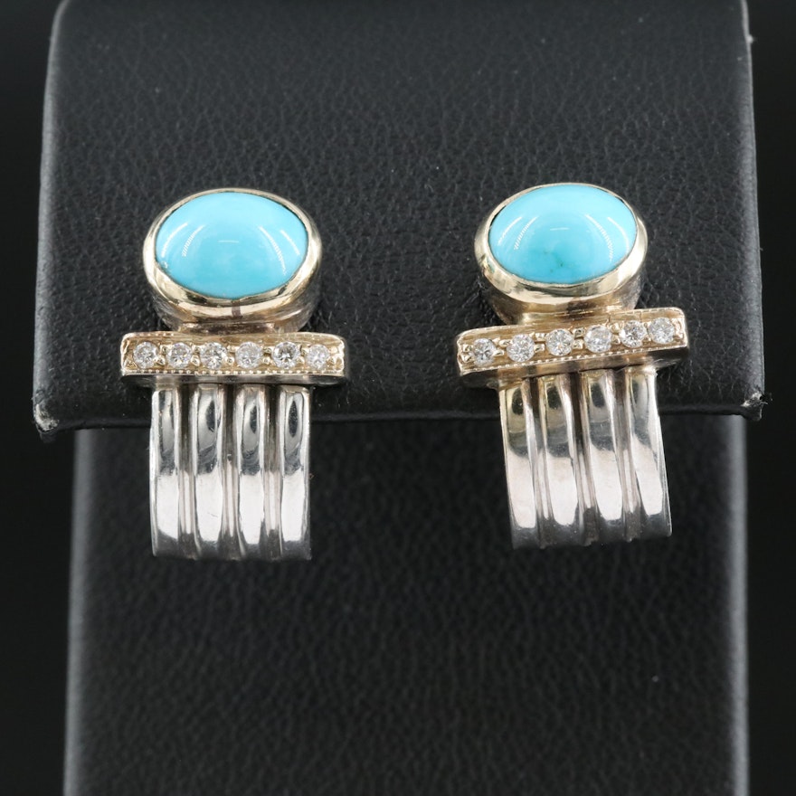 18K Turquoise and Diamond Earrings