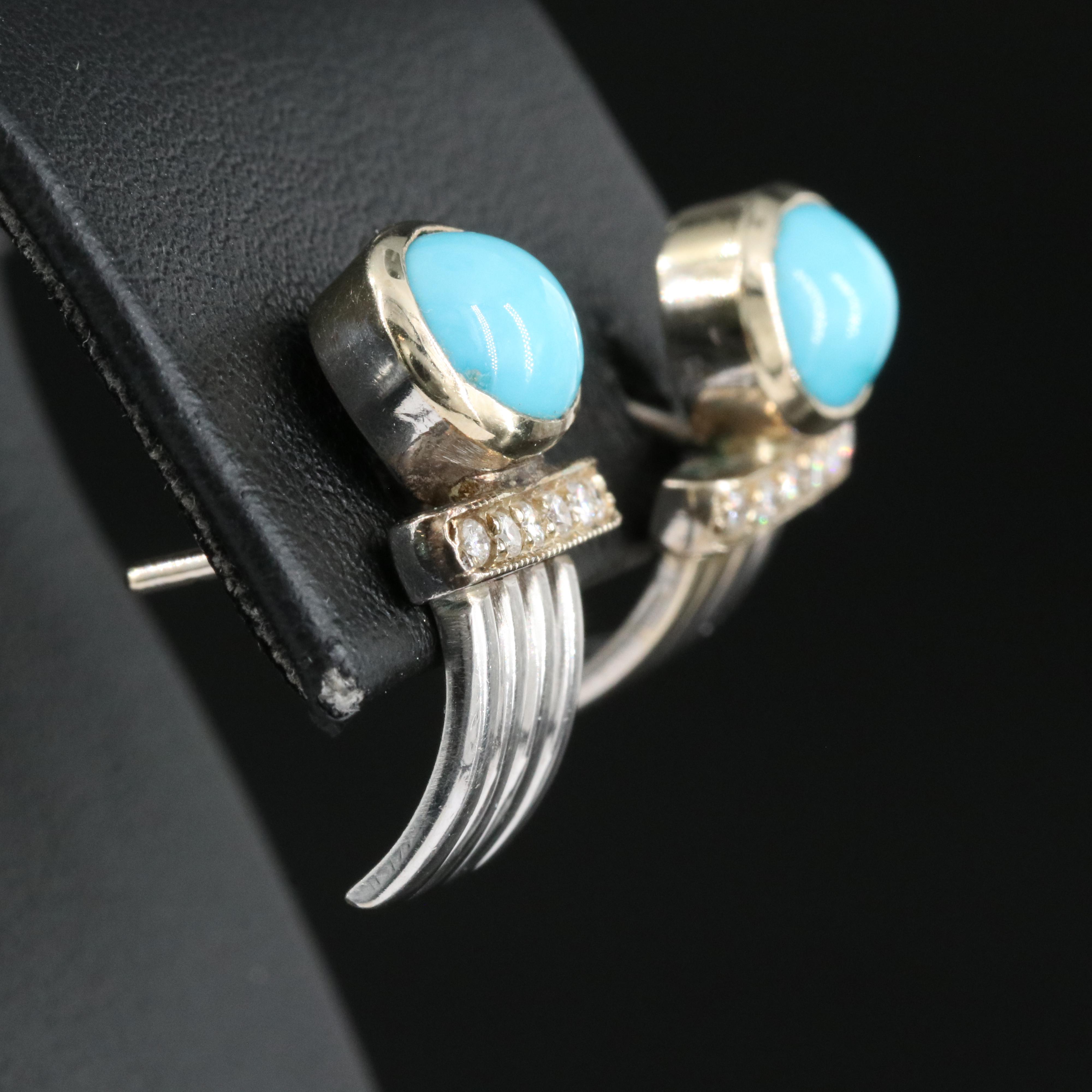 18K Turquoise and Diamond Earrings