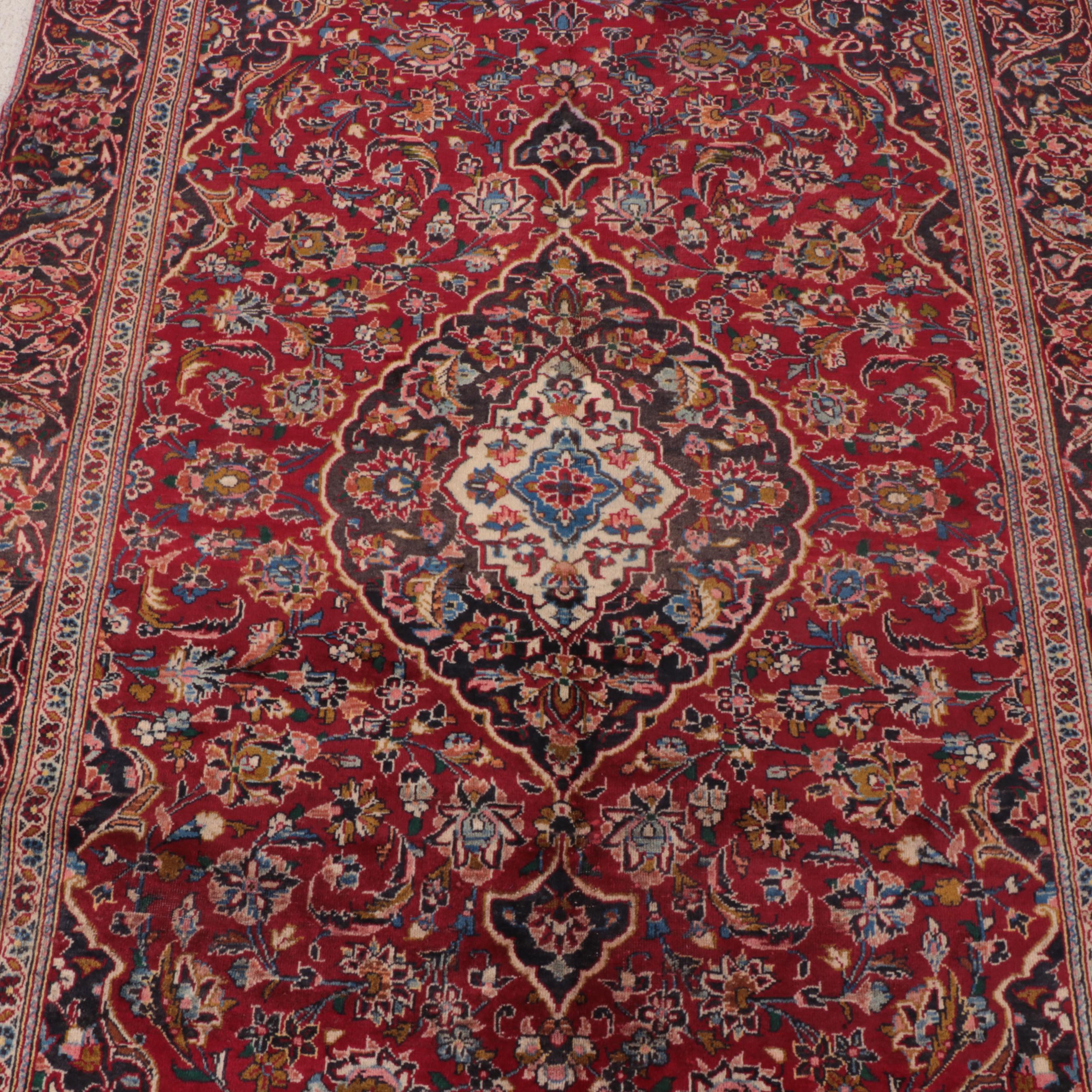 6'2 x 9'10 Hand-Knotted Persian Kashan Area Rug