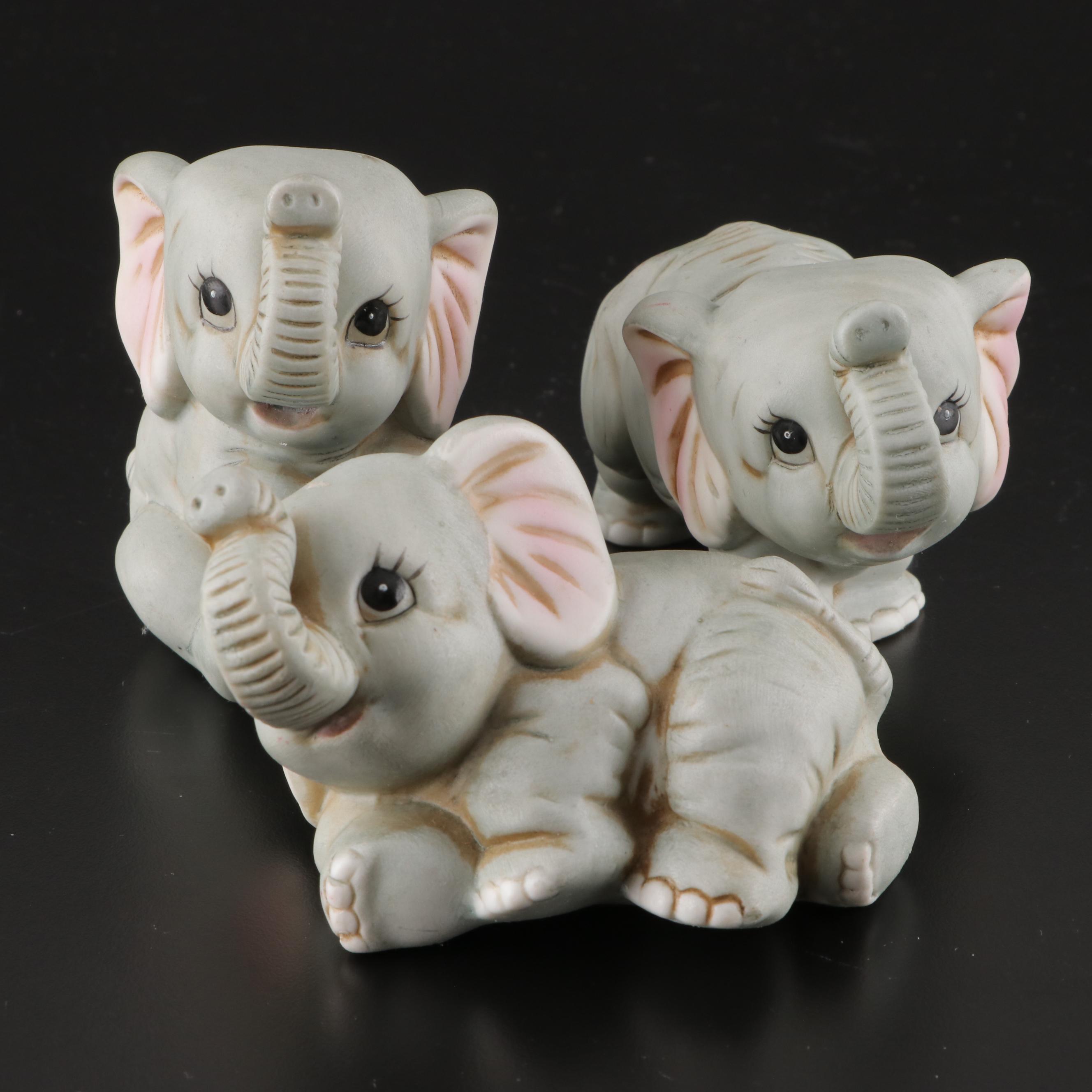 Homco with Other Ceramic Elephant Figurines
