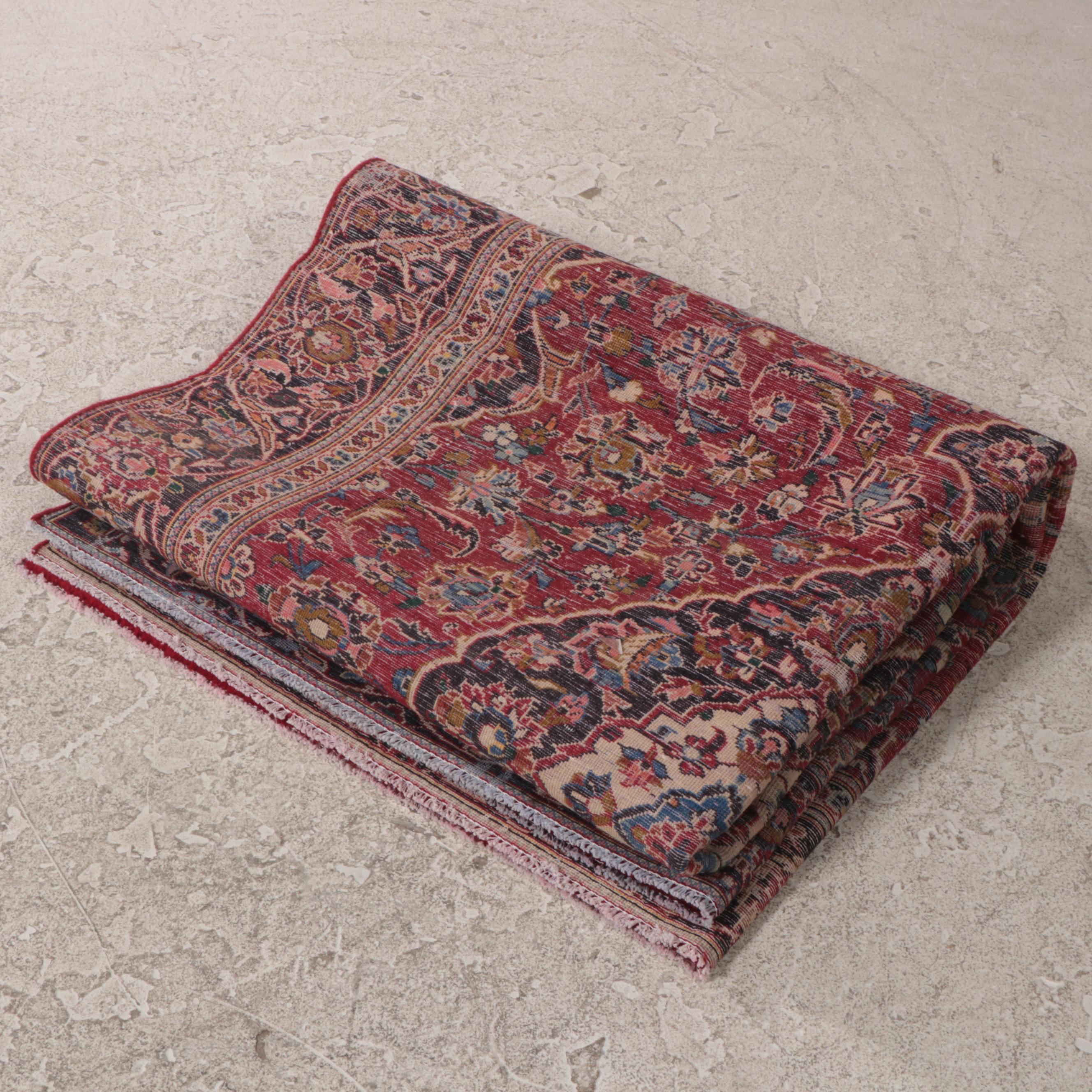 6'2 x 9'10 Hand-Knotted Persian Kashan Area Rug