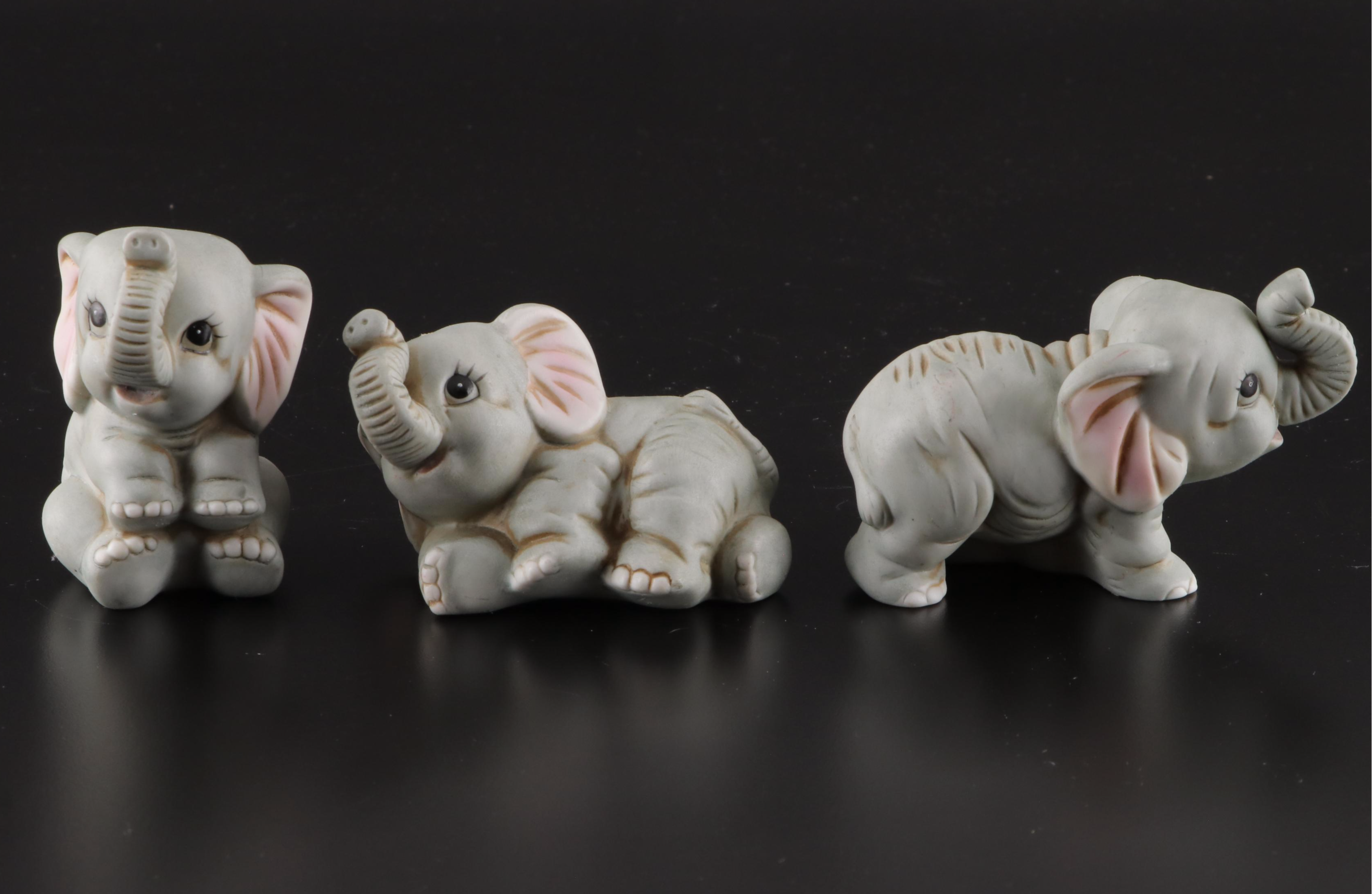 Homco with Other Ceramic Elephant Figurines